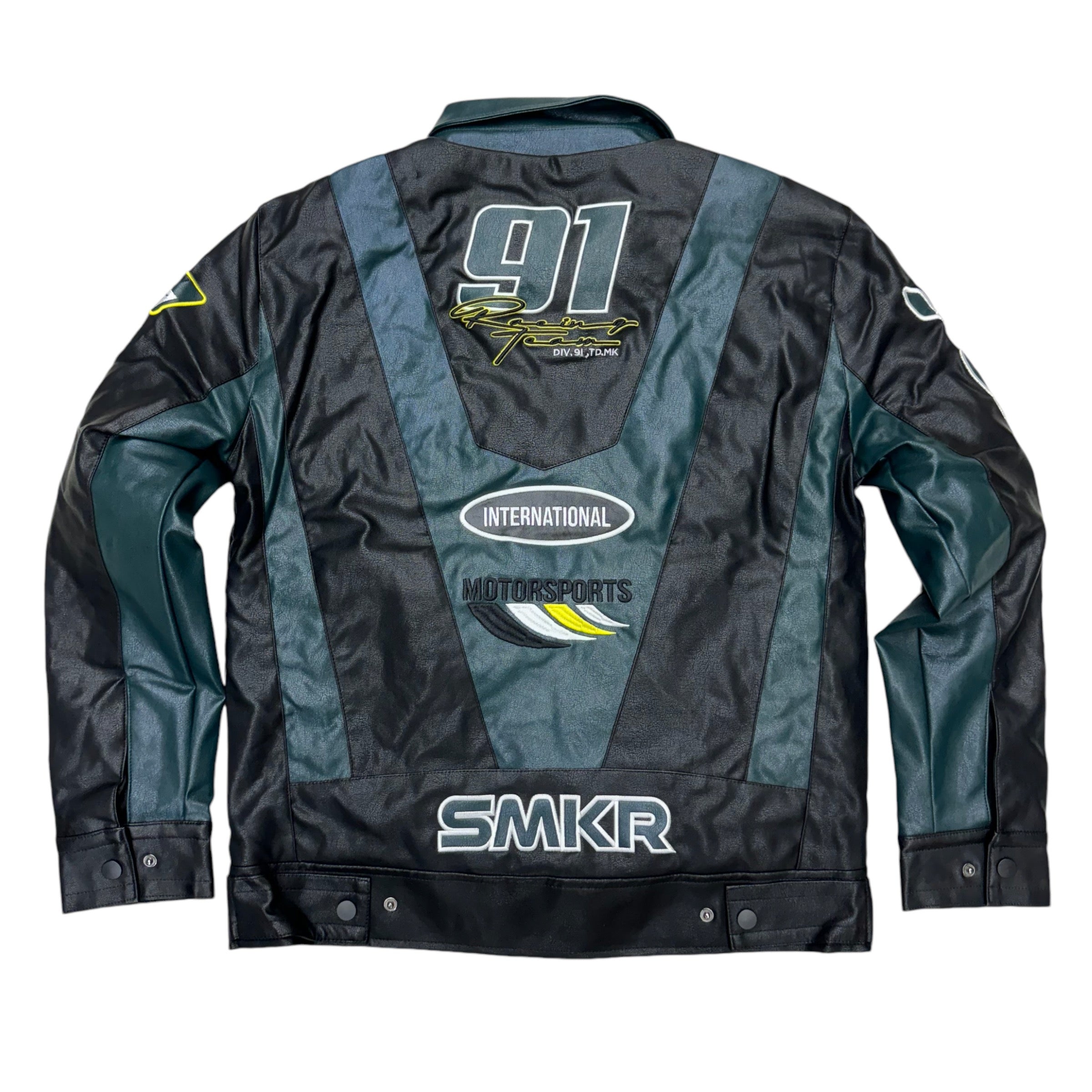 Rise Racing Vegan Leather Jacket Teal 24689