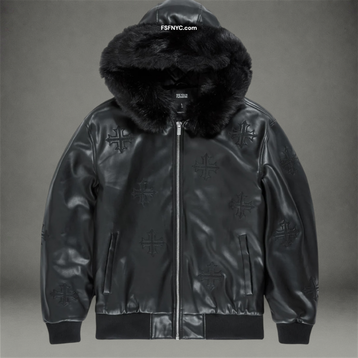 JC - PU Chrome Puffer Coat SYIP - Black 91678