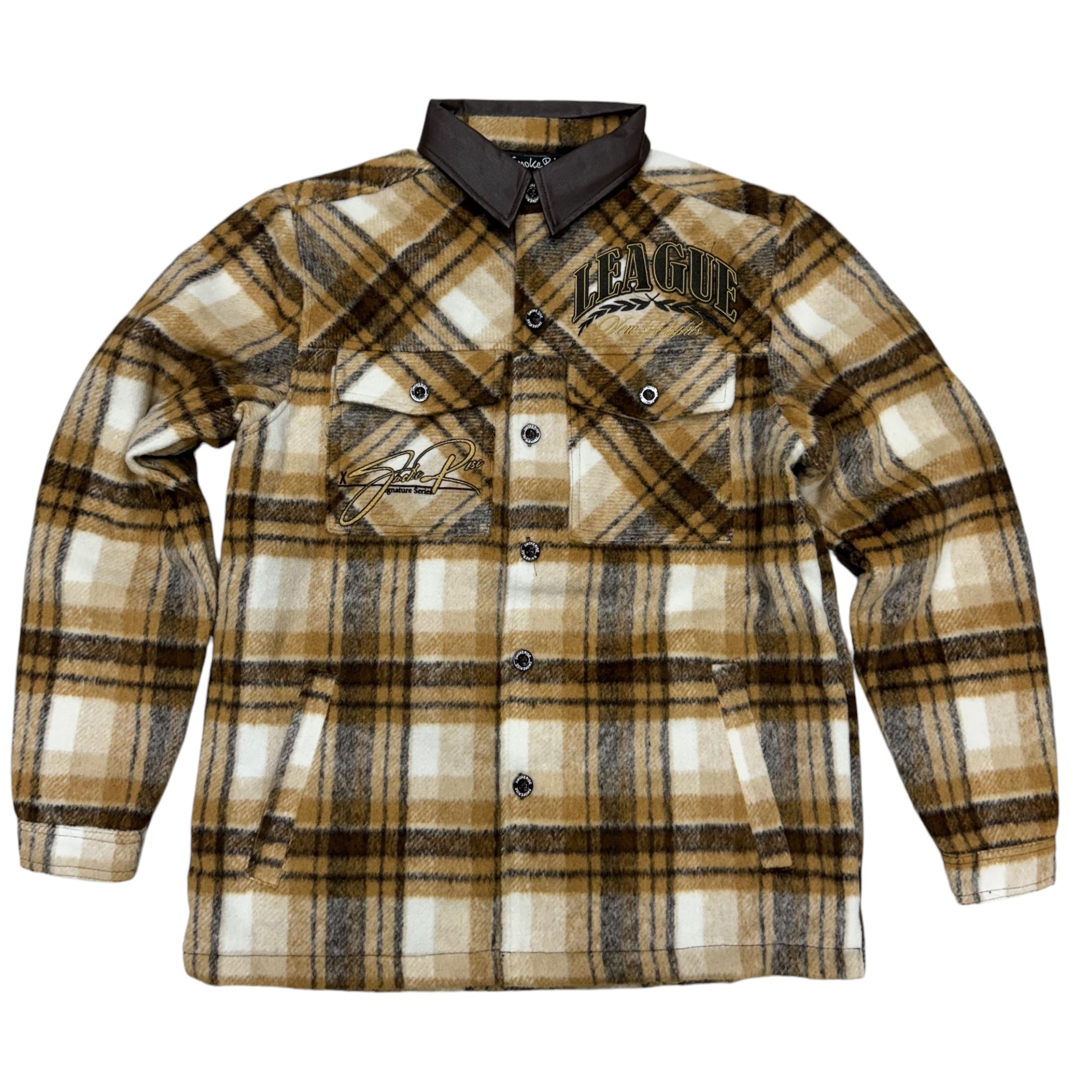 Rise Vegan Collar Plaid Jacket Maple 24687