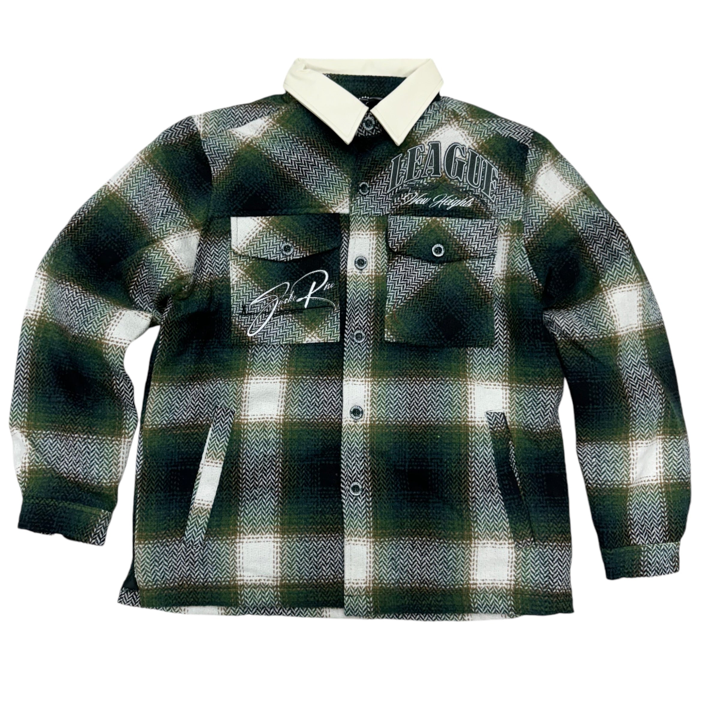 Rise Vegan Collar Plaid Jacket Spruce 24687