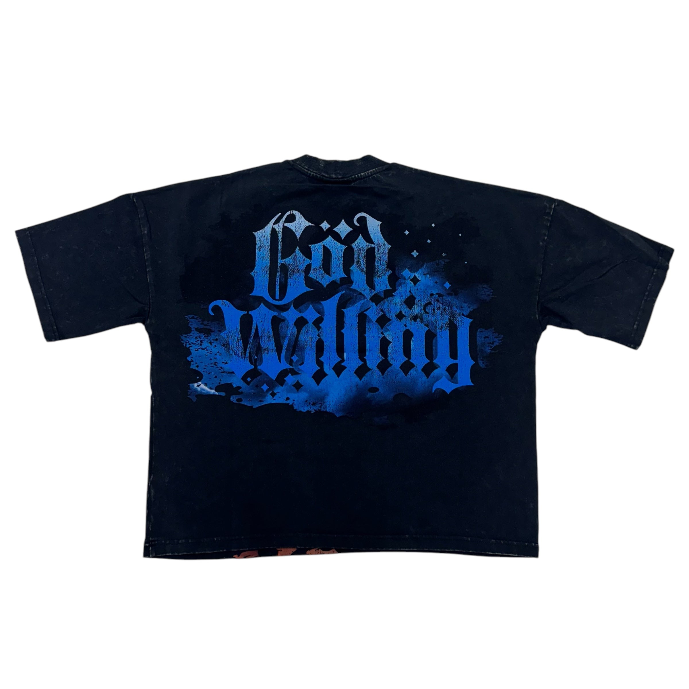 Stray God Willing Crop Sleeve T-Shirt Black T1376