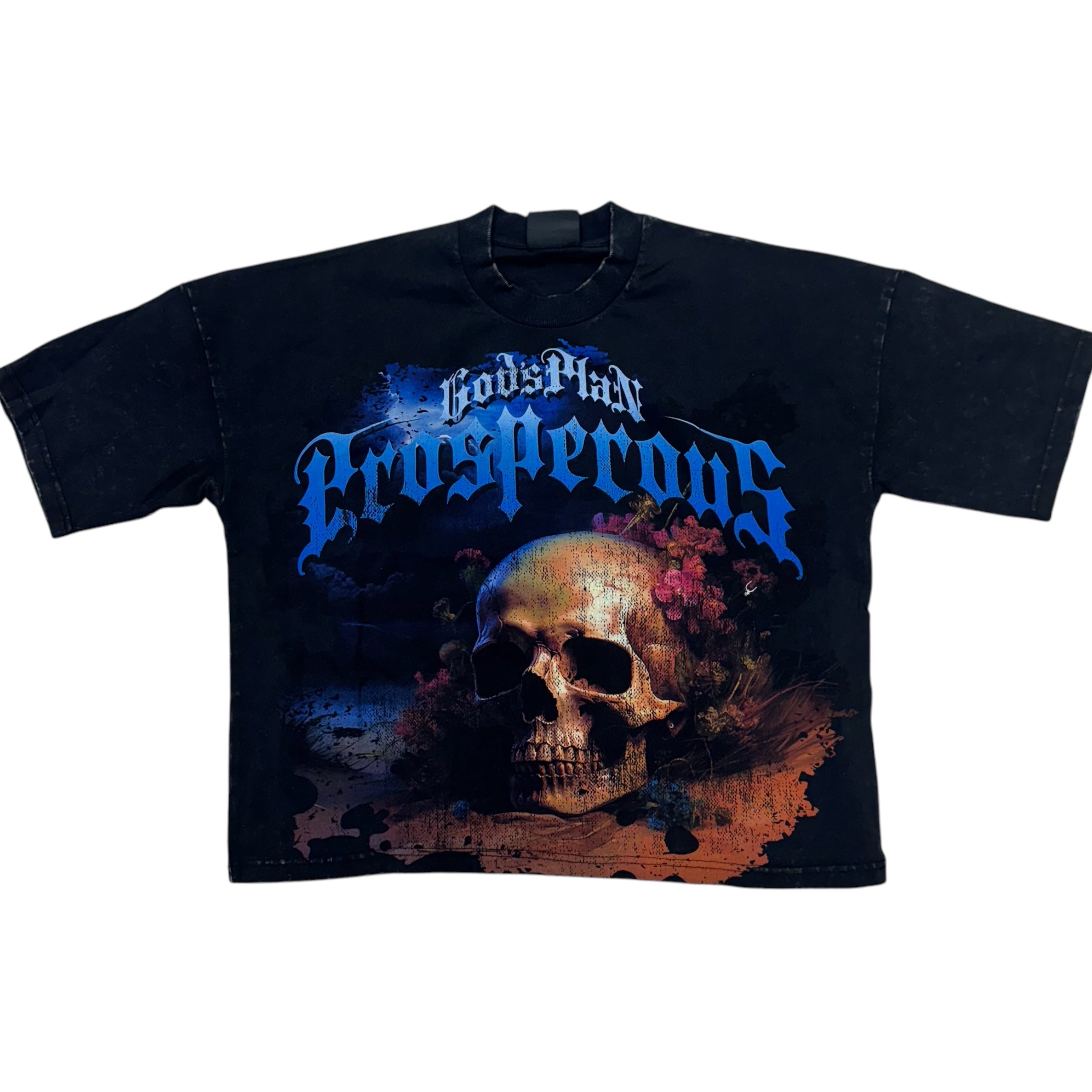 Stray God Willing Crop Sleeve T-Shirt Black T1376