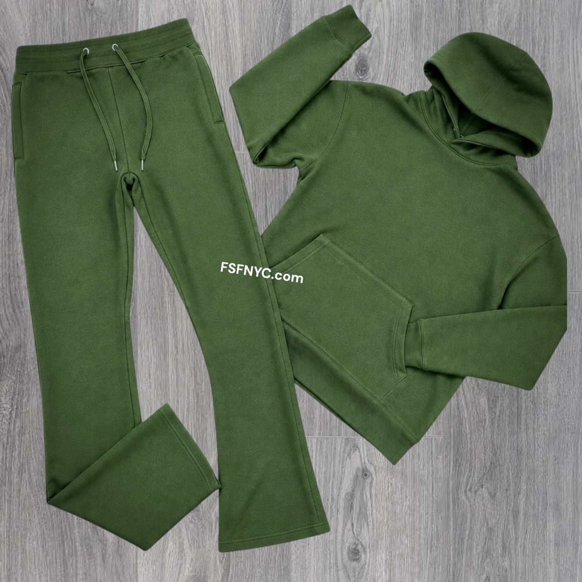 Narr - Stacked Flare Sweat Suit - Olive - 1081