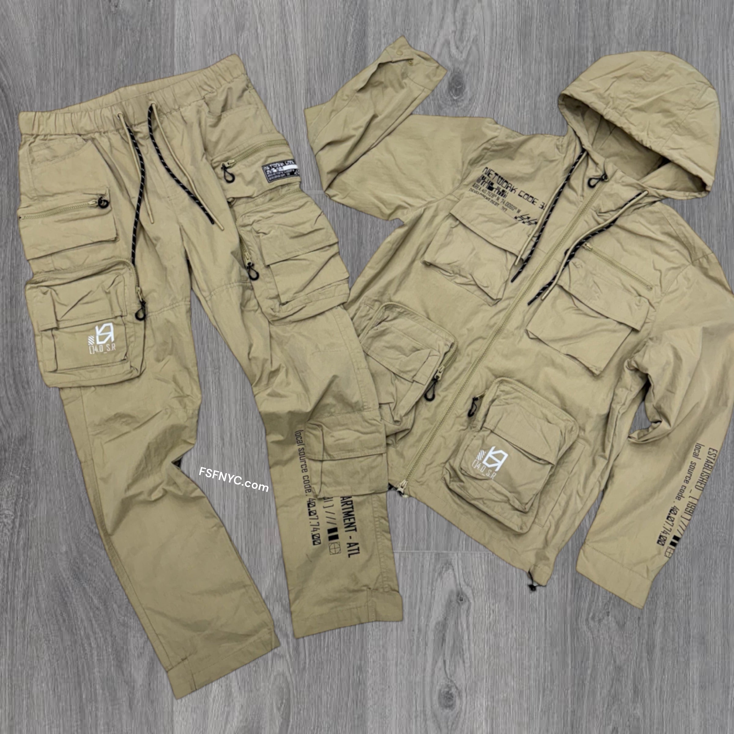 Rise Utility Nylon Cargo Set Khaki 24582