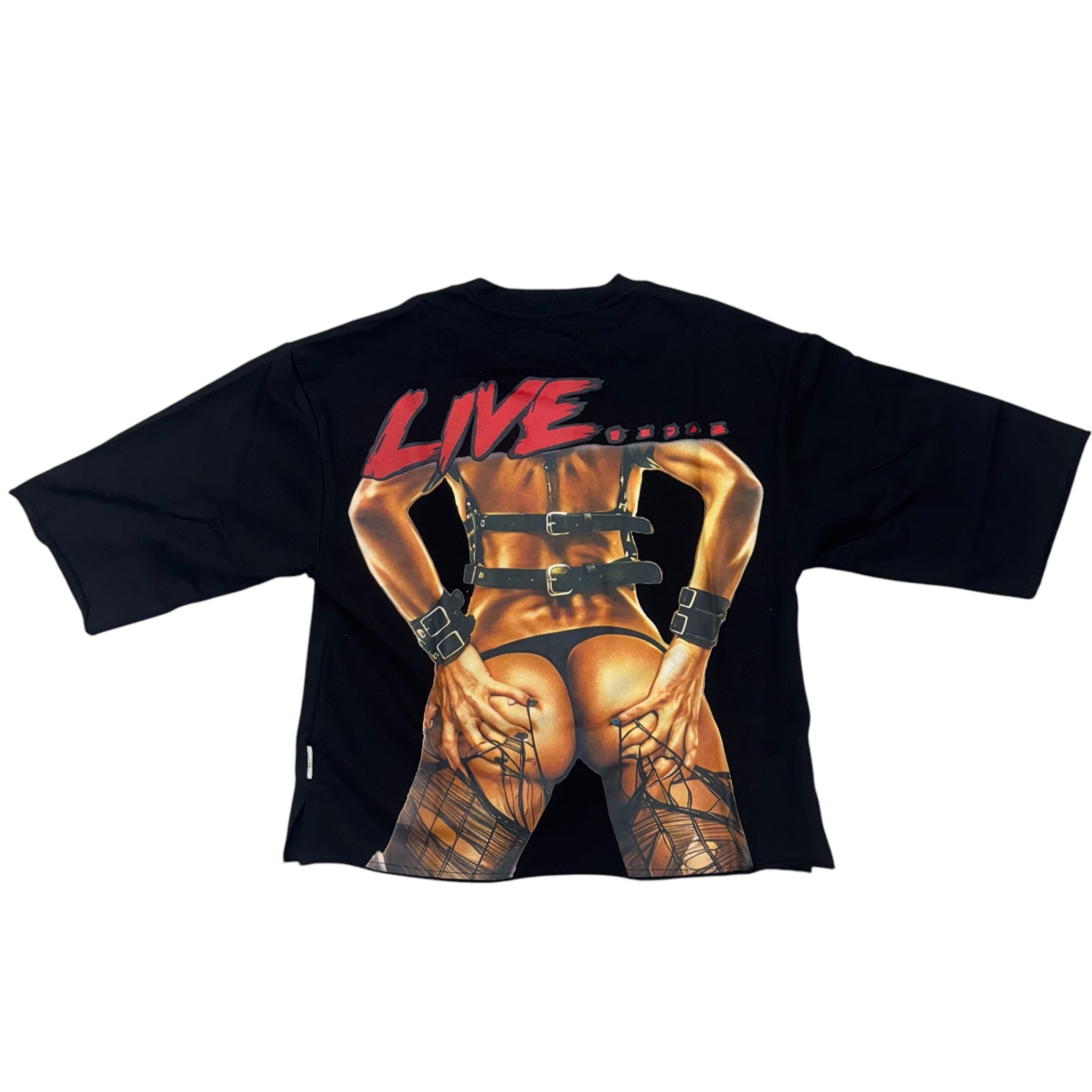 BKYS They Live free Sleeve Crop T-Shirt Black T1248