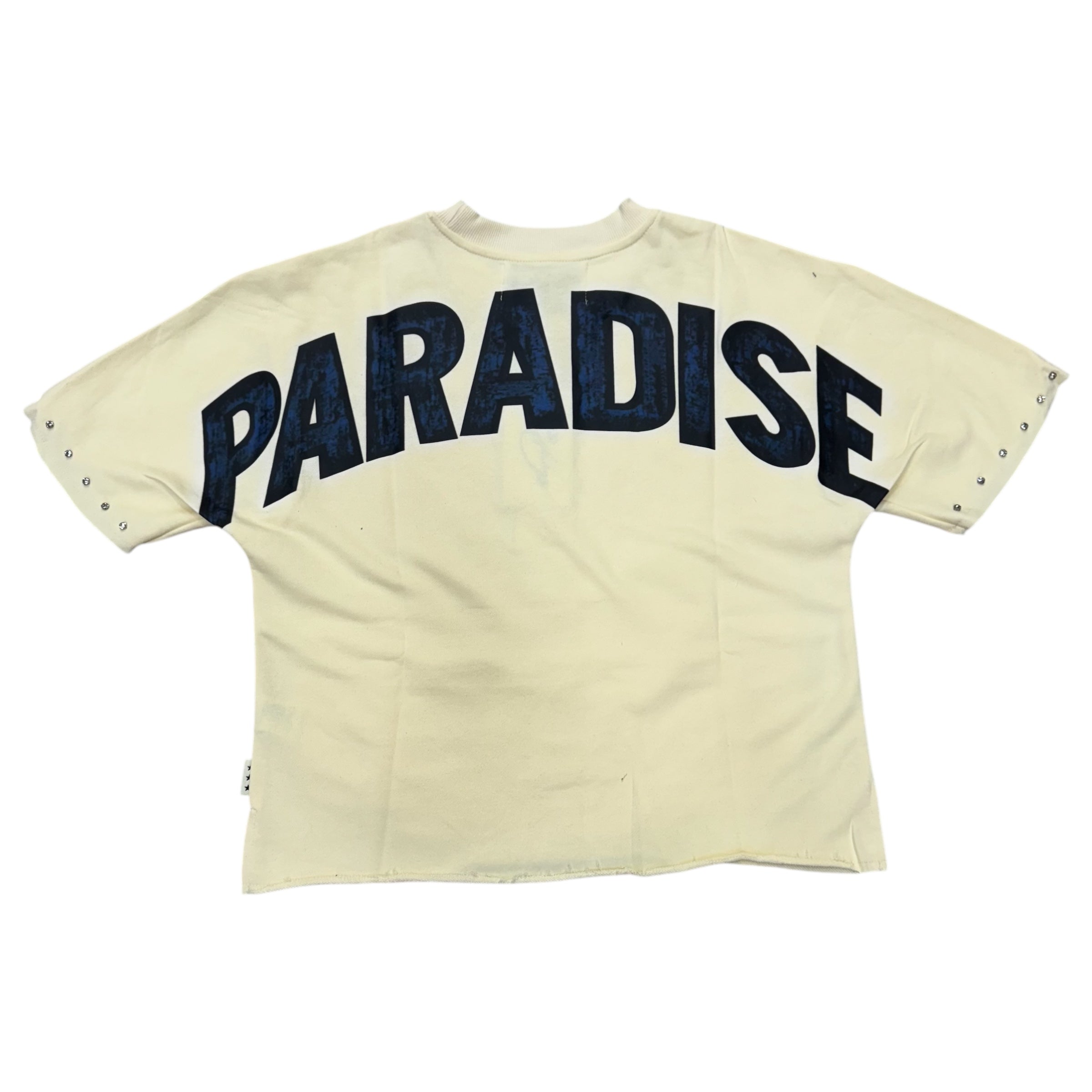 BKYS Rhinestone Paradise Crop T-Shirt Off White T1256