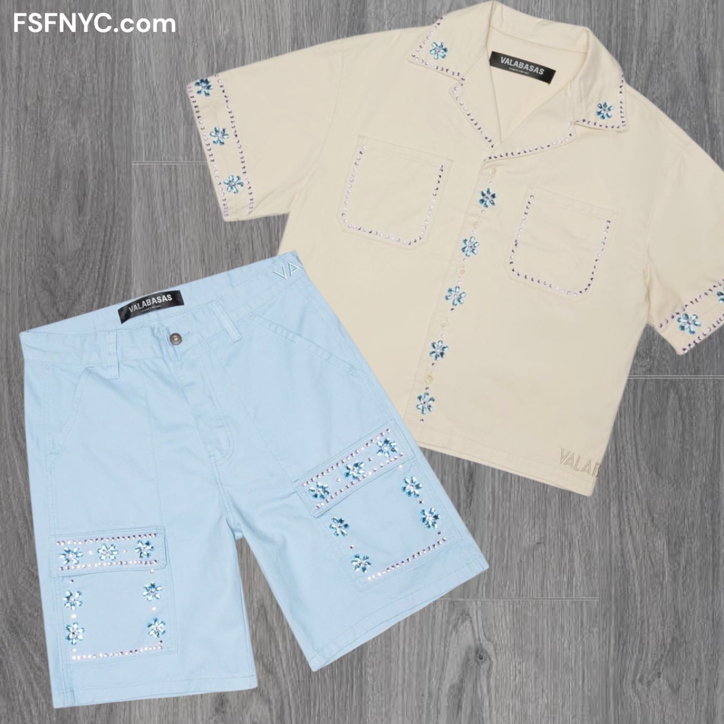 Valabasas Crystal Short Set Cream Blue