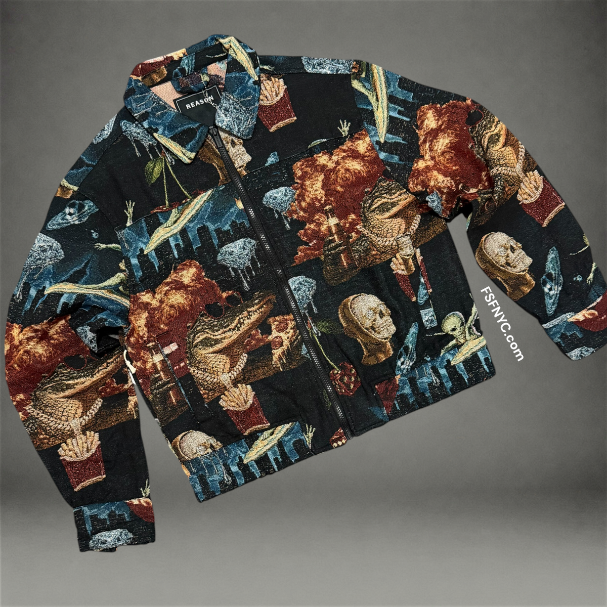 Surreal Lightweight Tapestry Jacket - Black 608