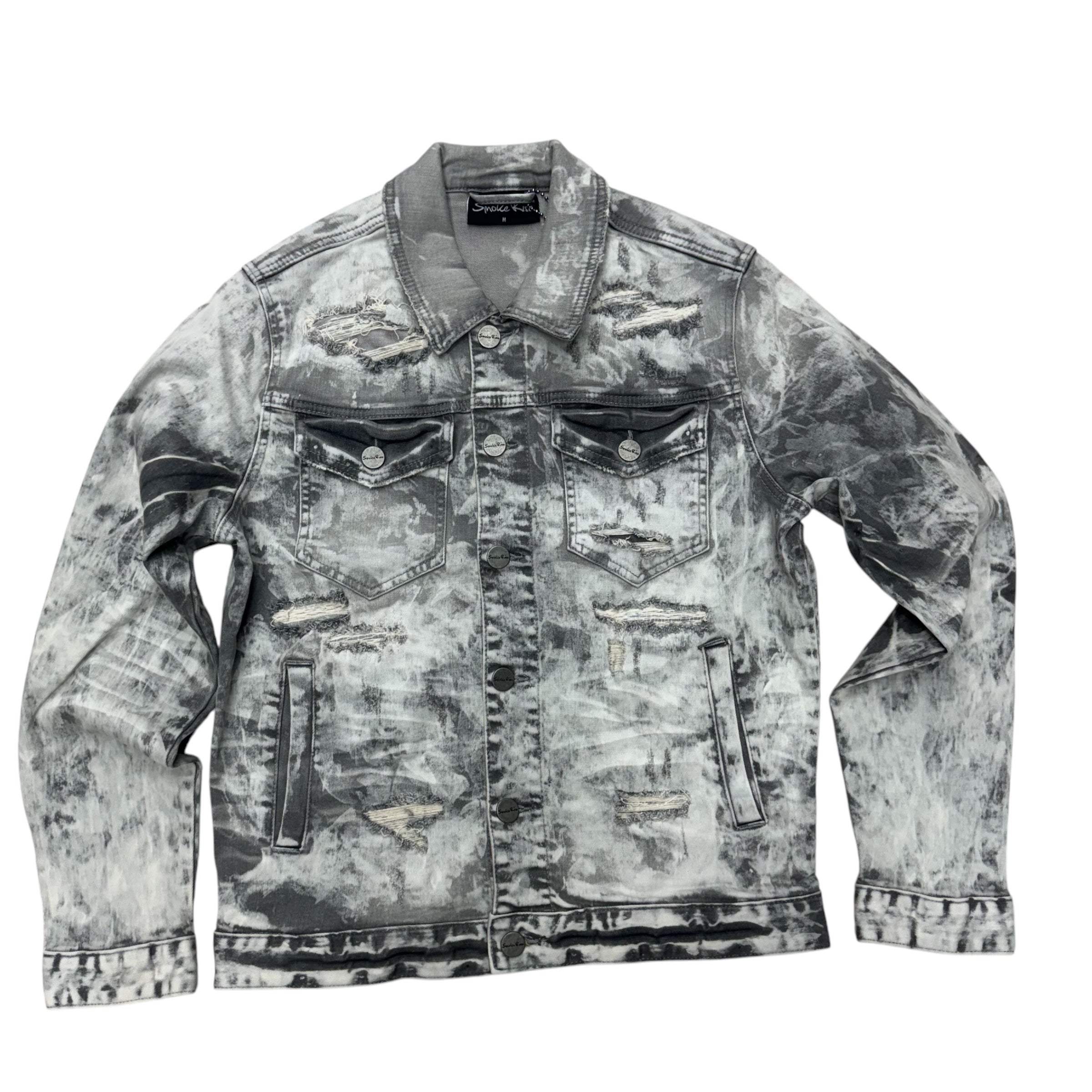 Rise Distress Denim Jacket A.Grey 25109