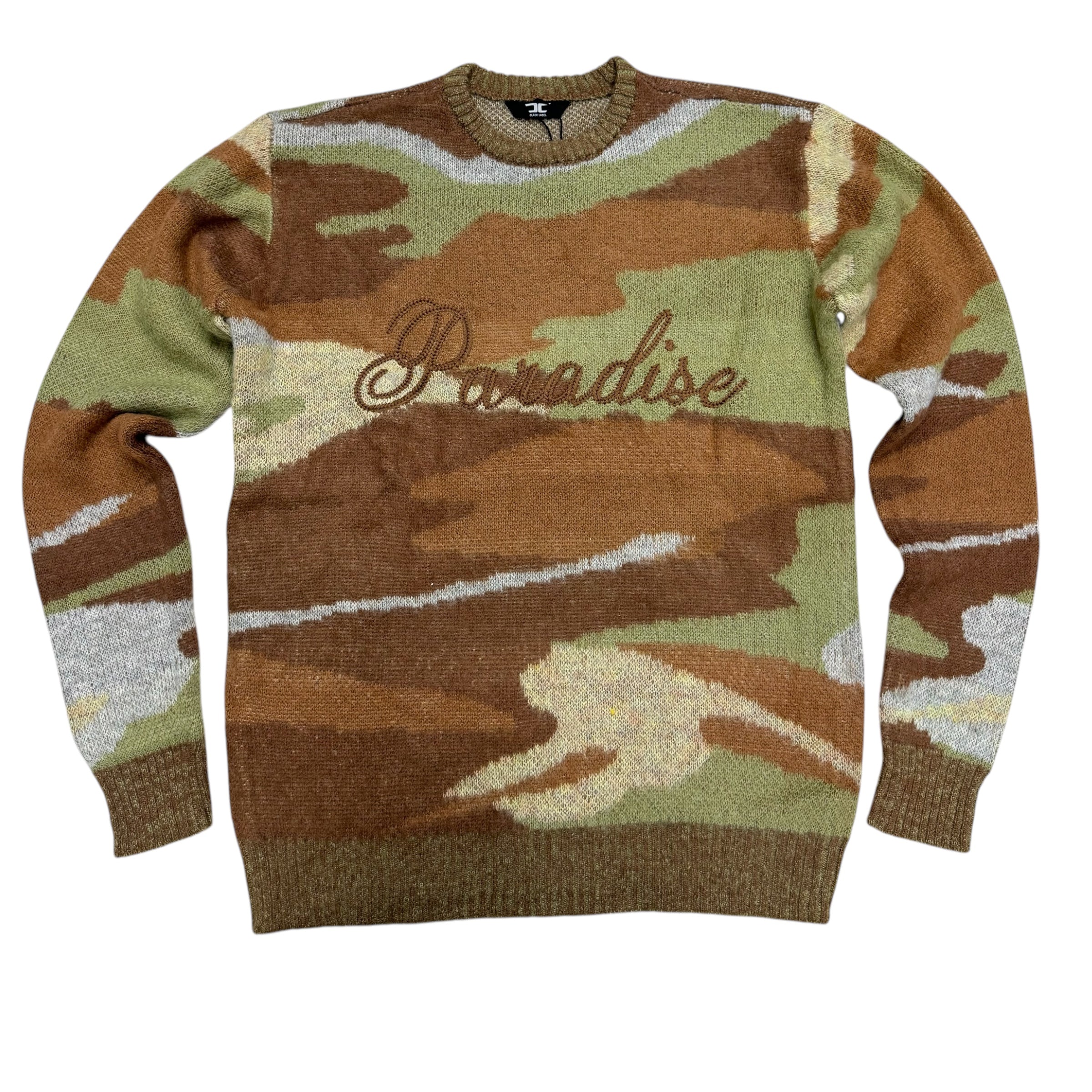 JC Mohair camo crewneck Sweater Army Green 3973