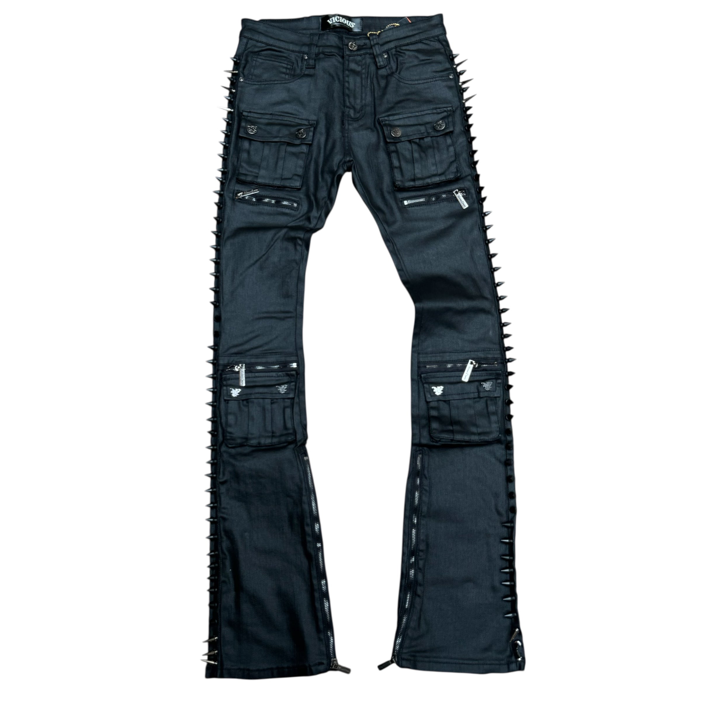 Vicious - STACKED WAXED SPIKE DENIM BLACK - VC918