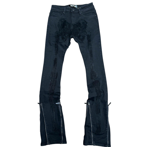 Vicious - STACKED BLACK (DENIM) SKELETON Jeans - VC772