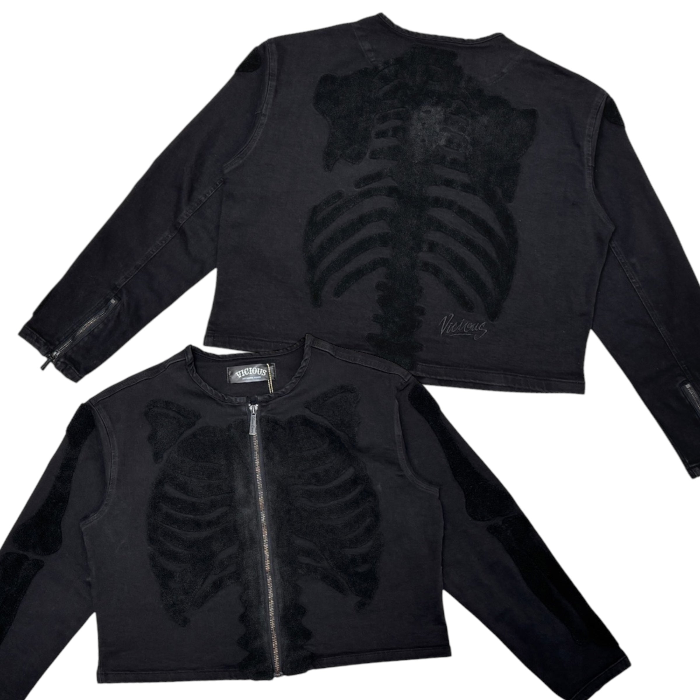 Vicious - BLACK SKELETON (DENIM) JACKET JET BLACK - VC771