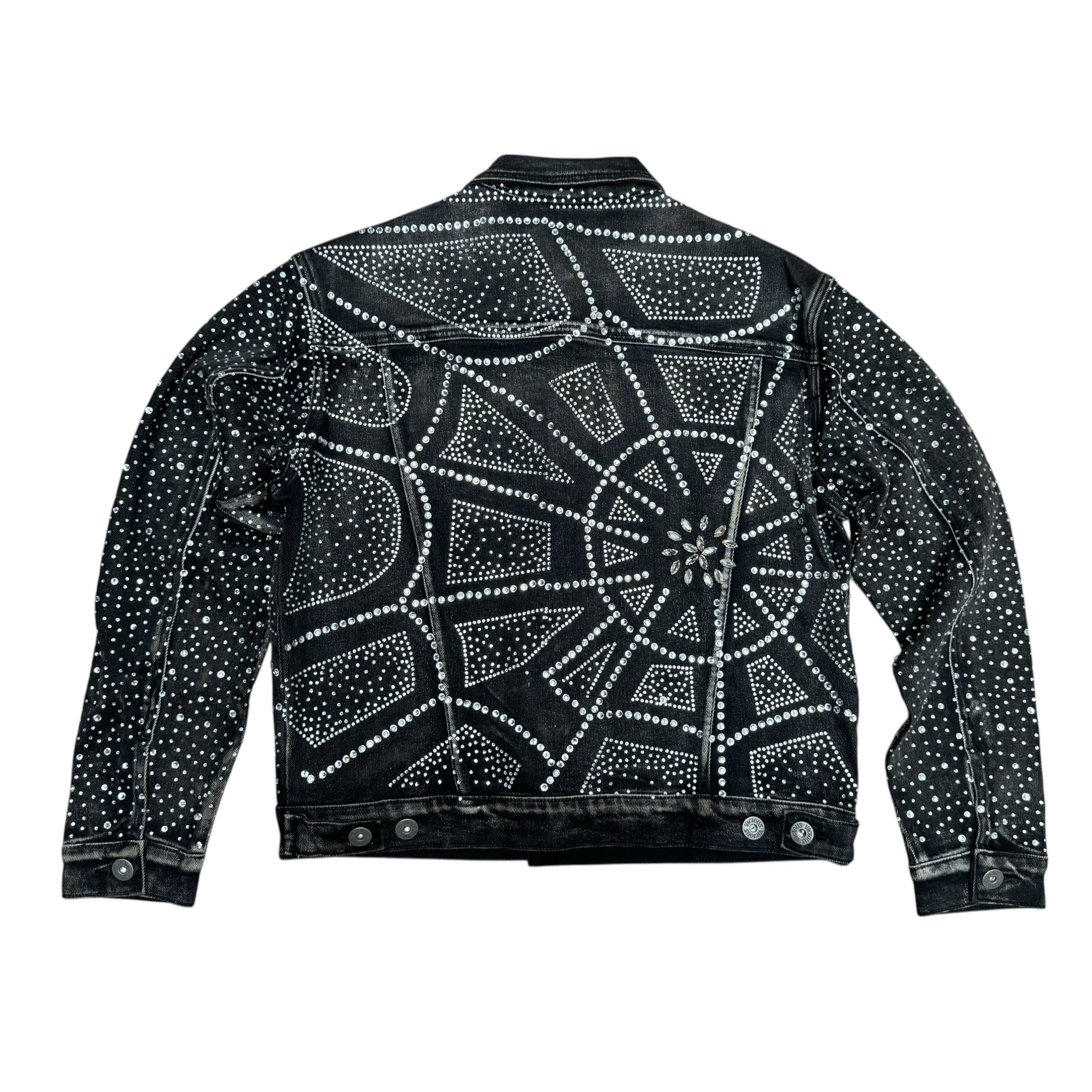 Vicious - EMBELLISHED RHINESTONE DENIM JACKET BLACK - VC956