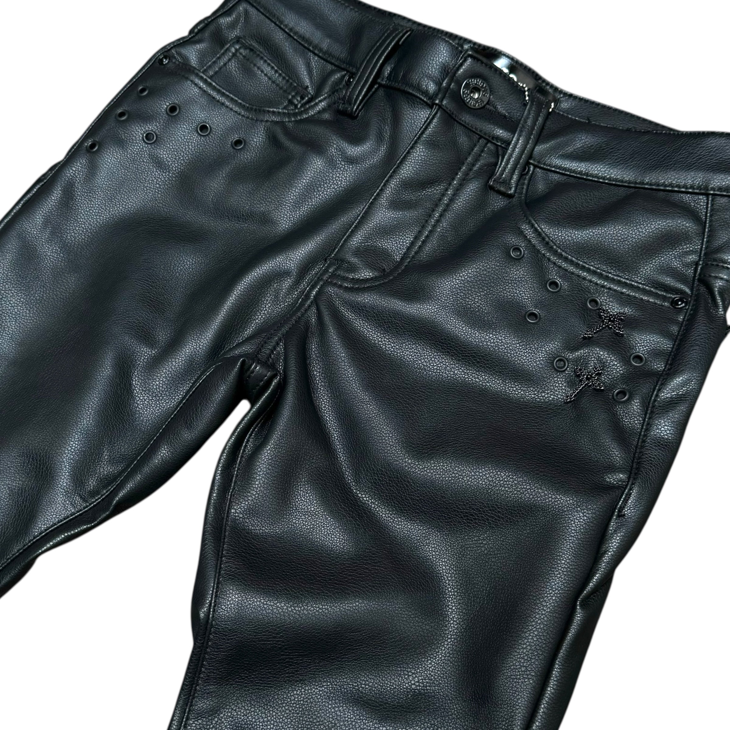 Vicious - STACKED BLACK LEATHER PANTS - VC5004