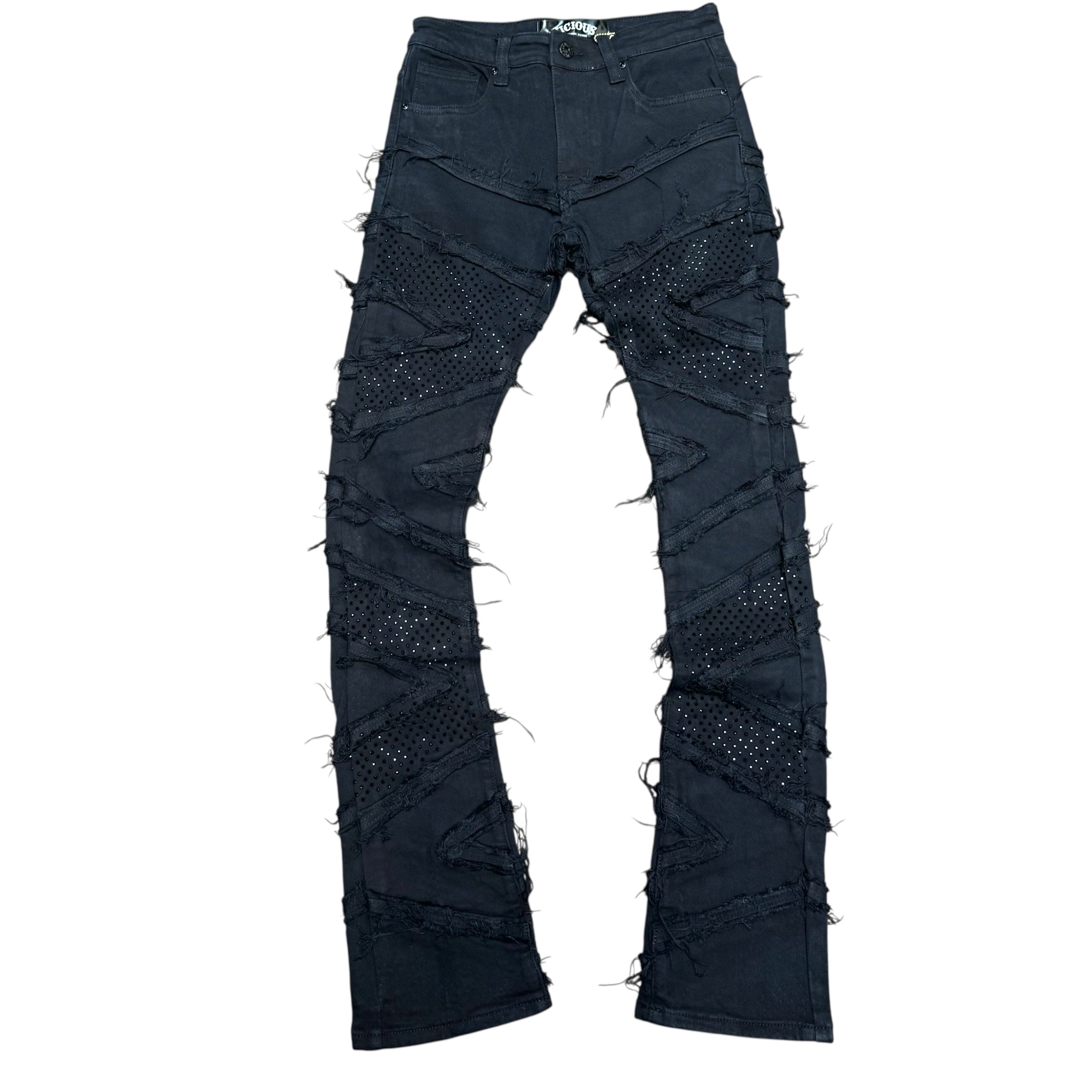 Vicious - STACKED PREMIUM EMBELLISHED DENIM BLACK - VC662