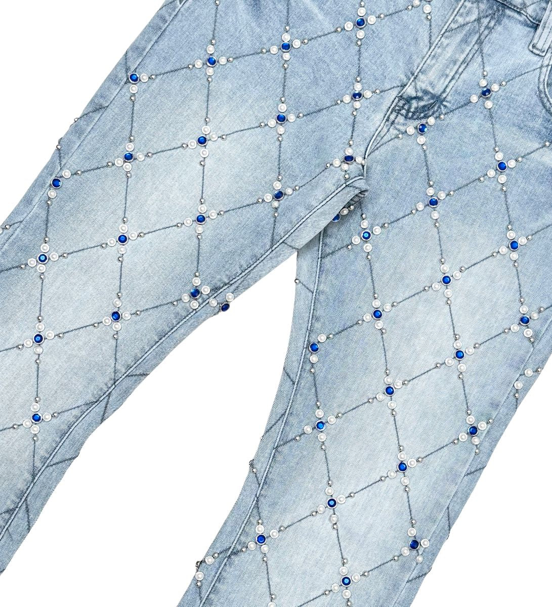 Vicious - STACKED EMBELLISHED STONE DENIM L.BLUE - VC880