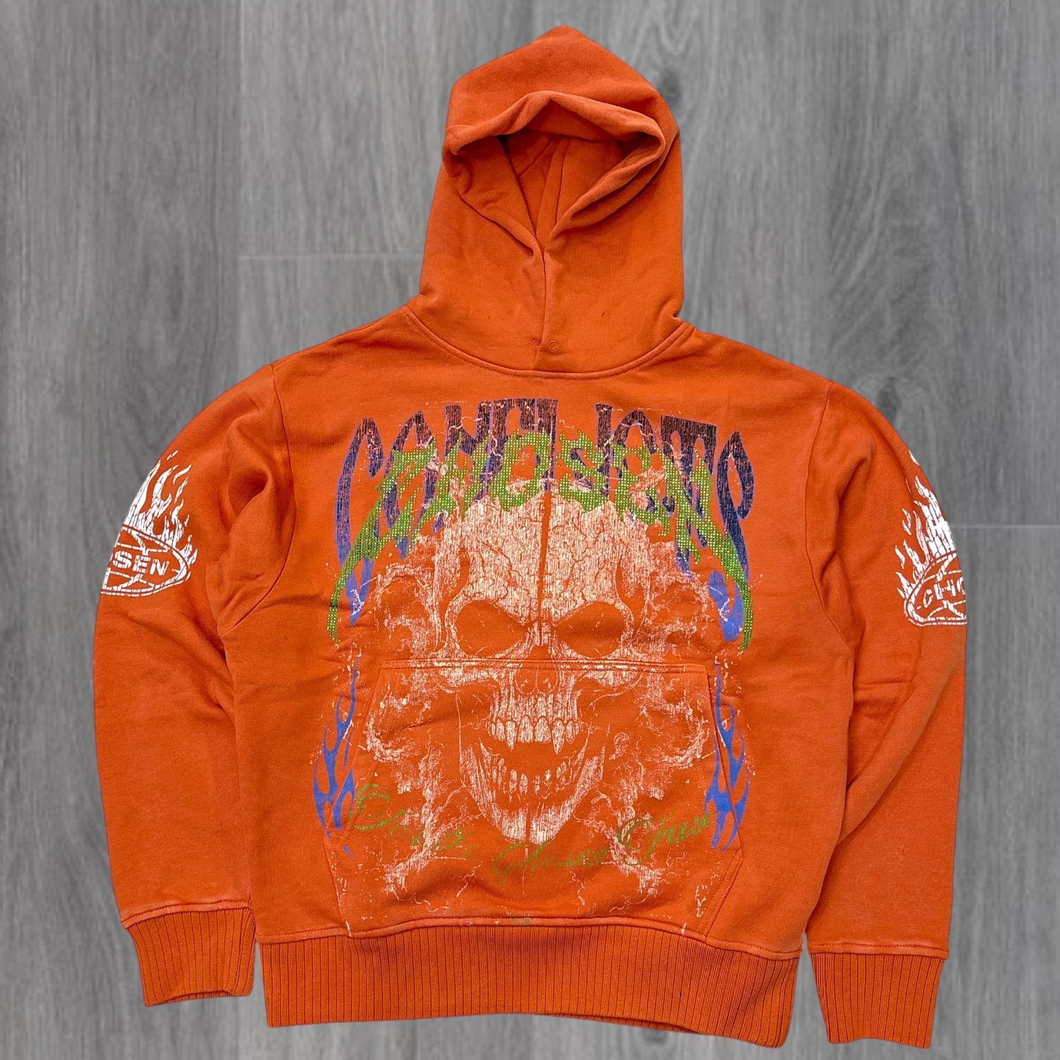 Chosen - Rhinestone oversized  Hoodie - orange  5528