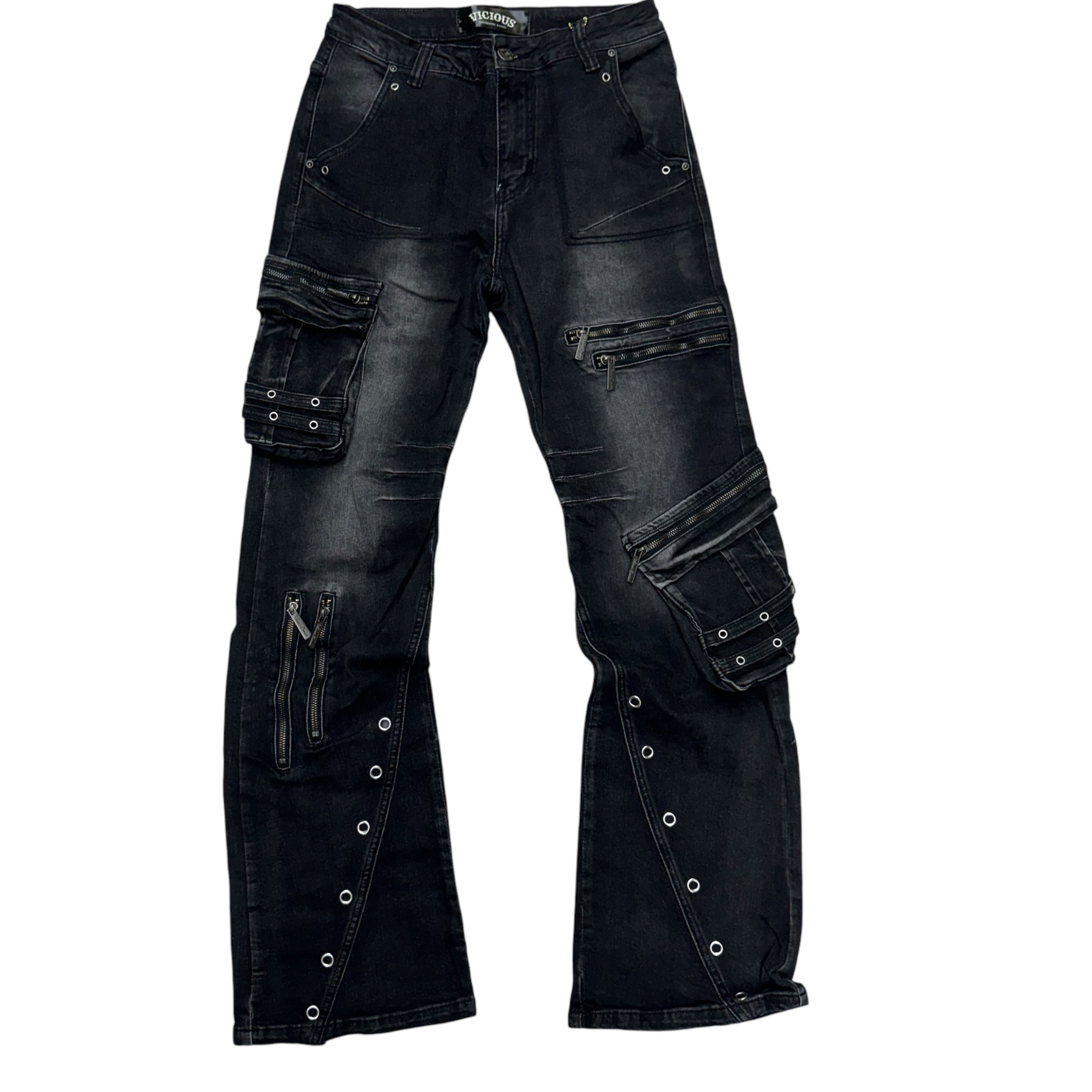 Vicious Baggy Cargo Denim Black VC758