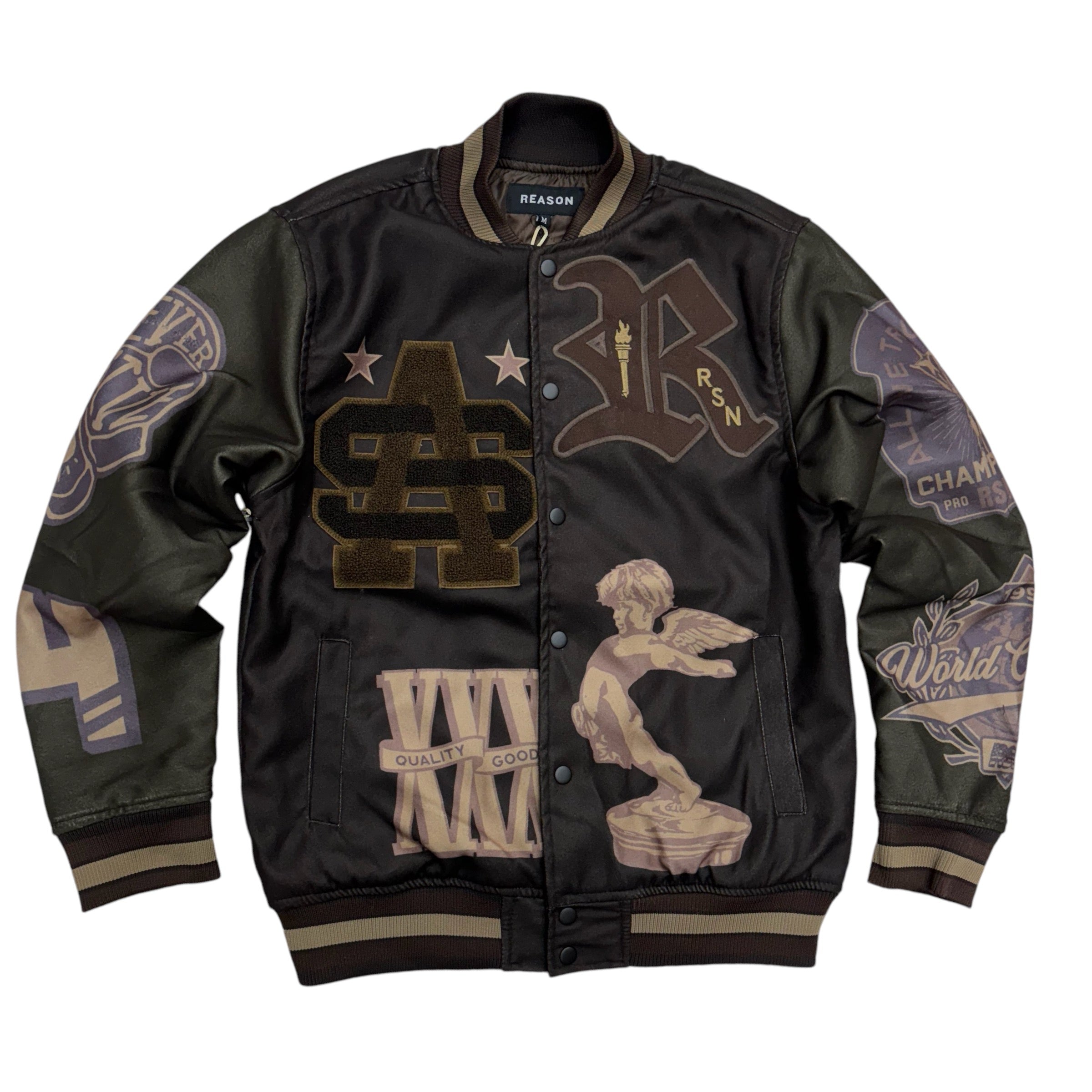 Reason Champion Letterman Style Jacket Brown “Poly wool” OWG21