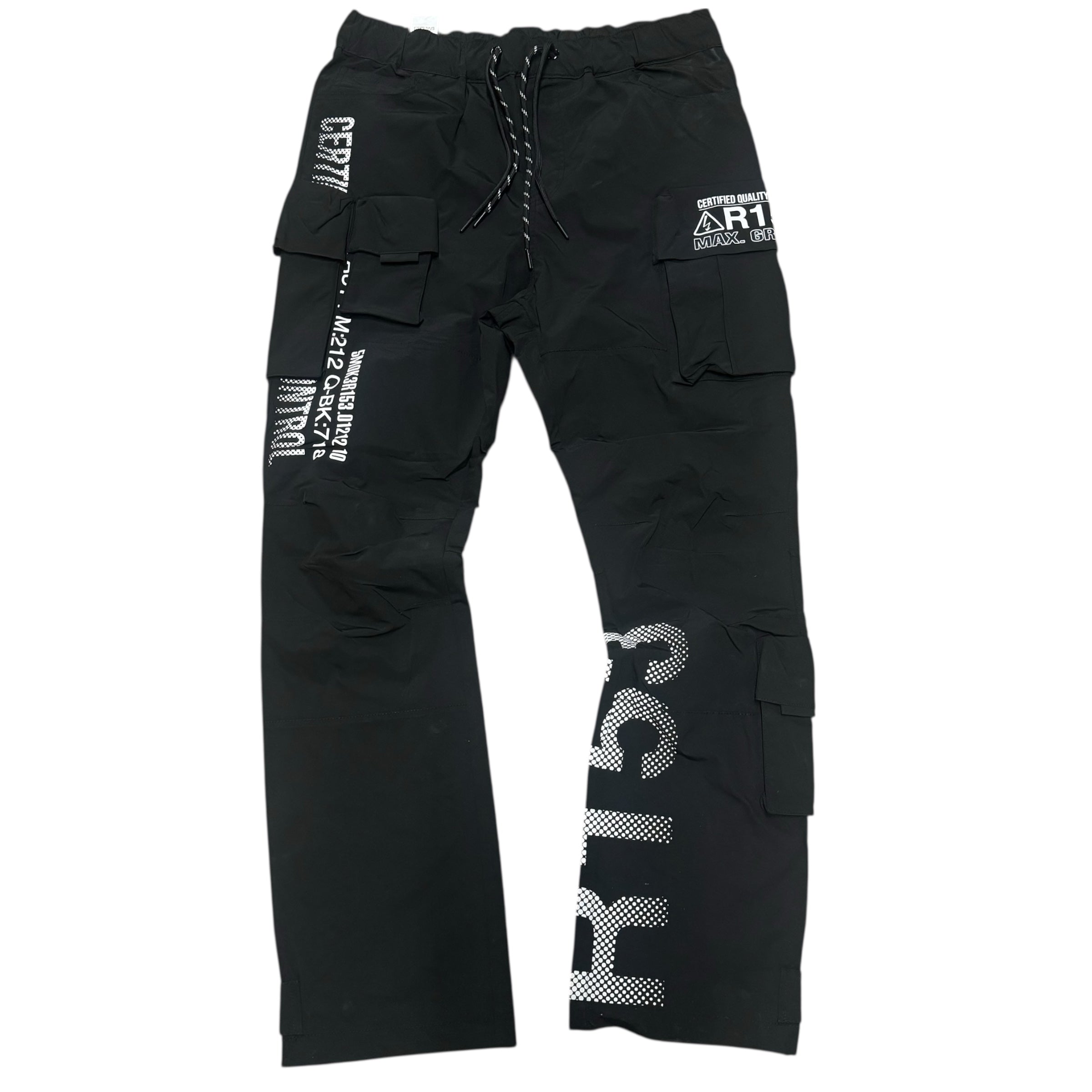 Rise Utility Nylon Cargo Pants - BLACK - 25584