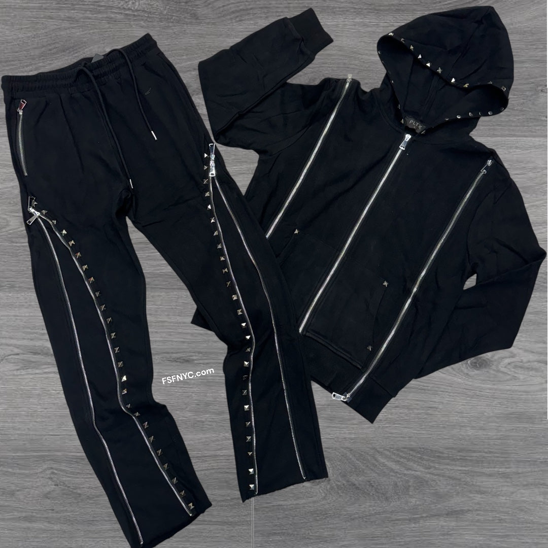 PLTK Stacked Zip Sweatsuit Black