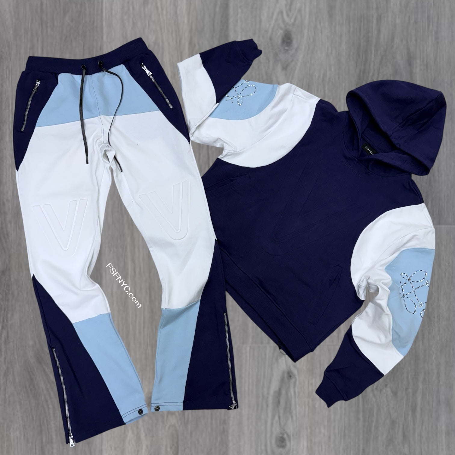 VR - Panel Mixed Sweat Suit - Blue - 1805