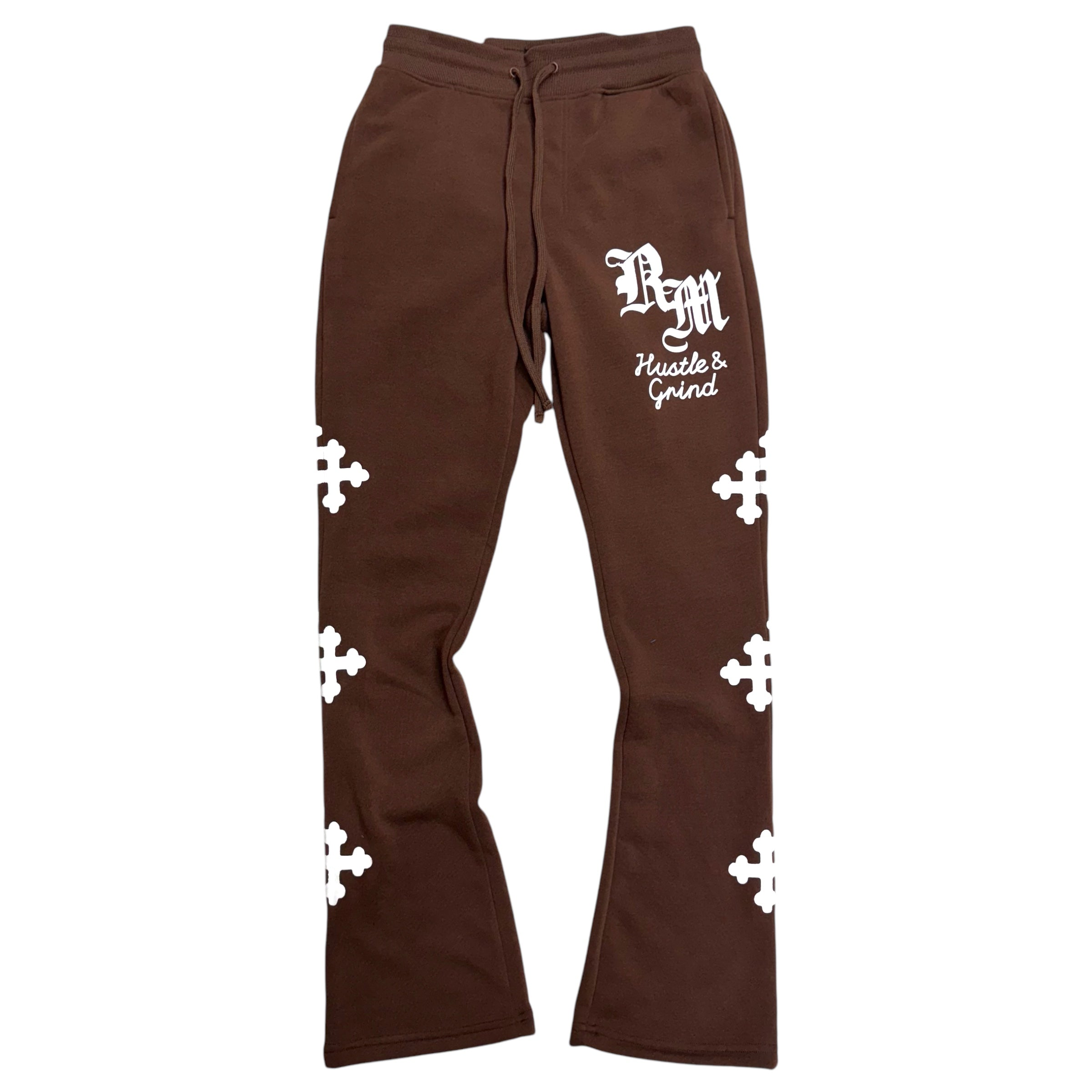 Rebel Stacked Sweat Pants Brown 442