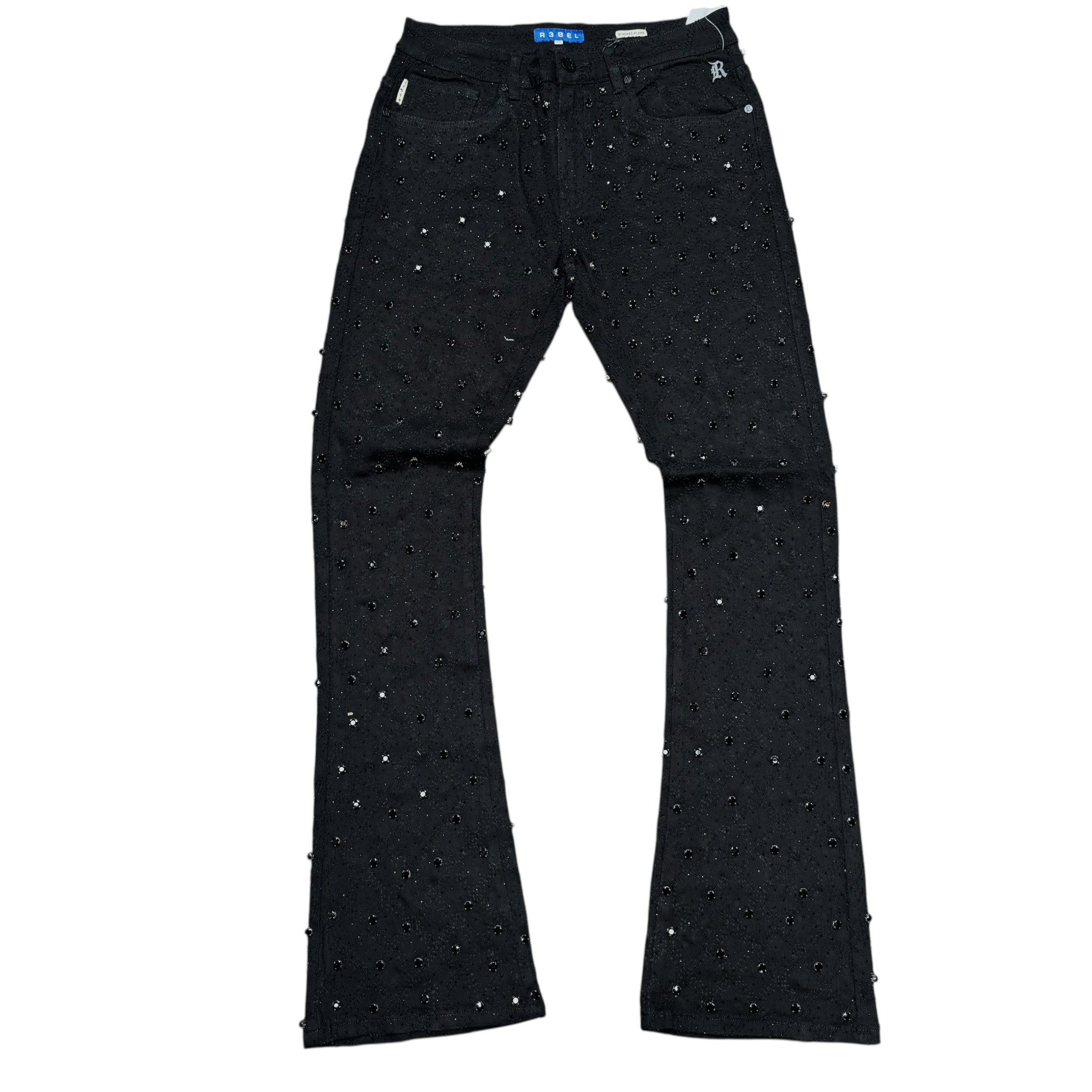 R - Stacked Crystal DENIM - BLACK 652-630