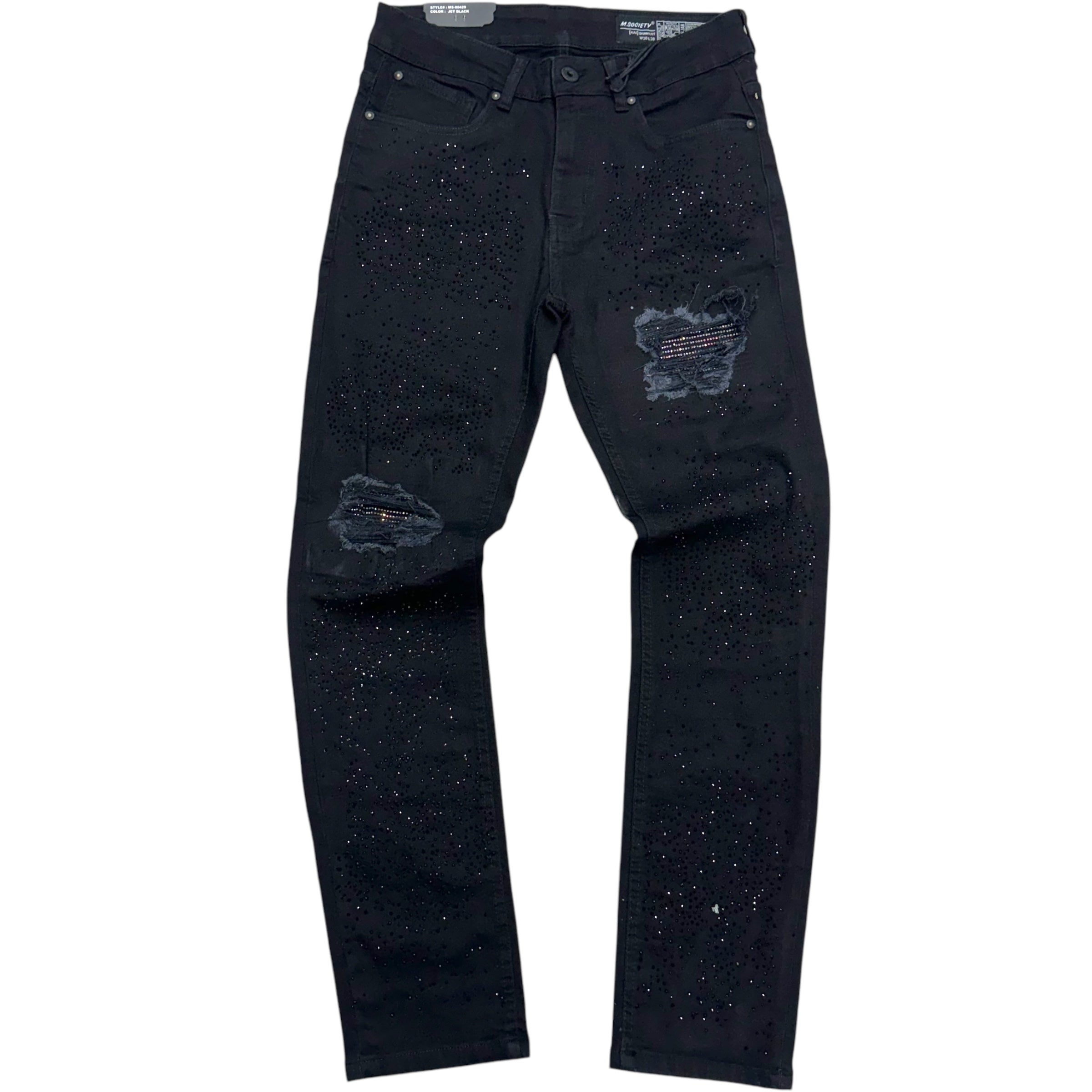 Mischief Rhinstone Skinny Denim Vintage Black 80429 z