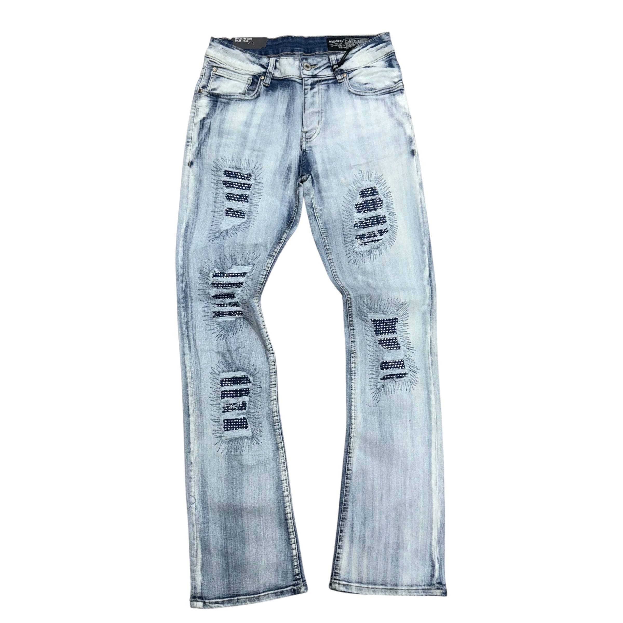 Mischief Stacked Rhinstone Denim Blue 80419 z