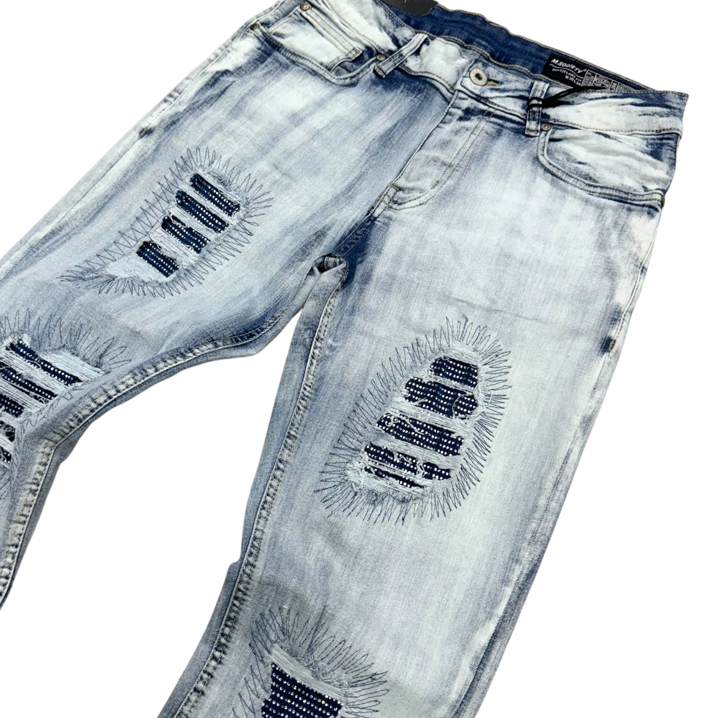 Mischief Stacked Rhinstone Denim Blue 80419 z