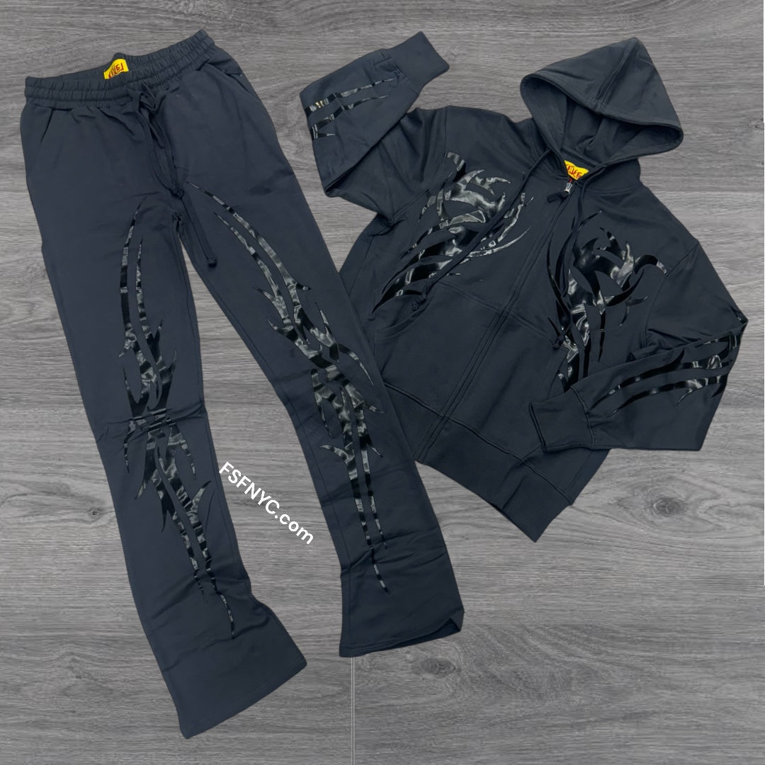 Ckel Stacked Thunder Sweatsuits Charcoal Grey 601