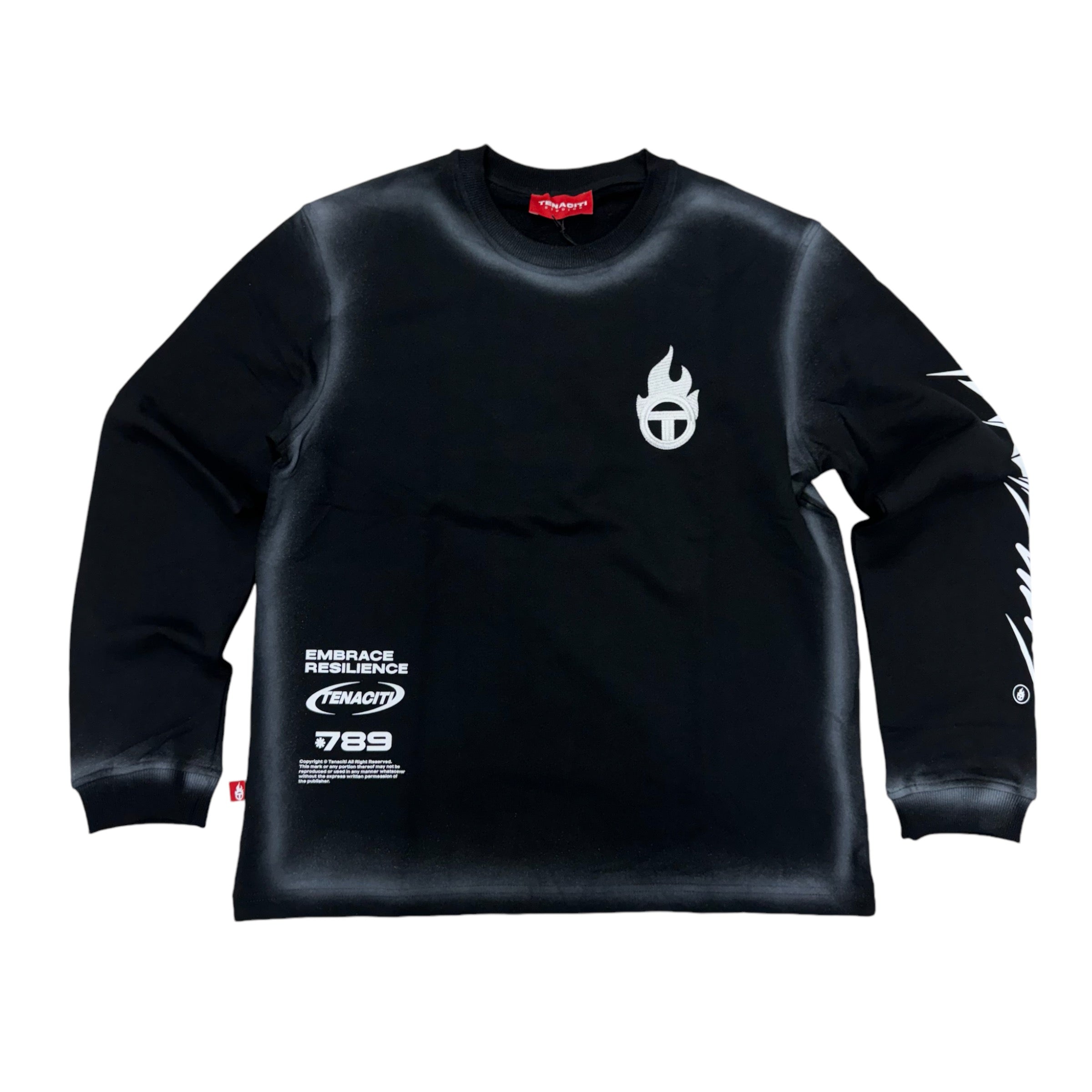 Tenaciti Crop Crew Sweatshirt Black