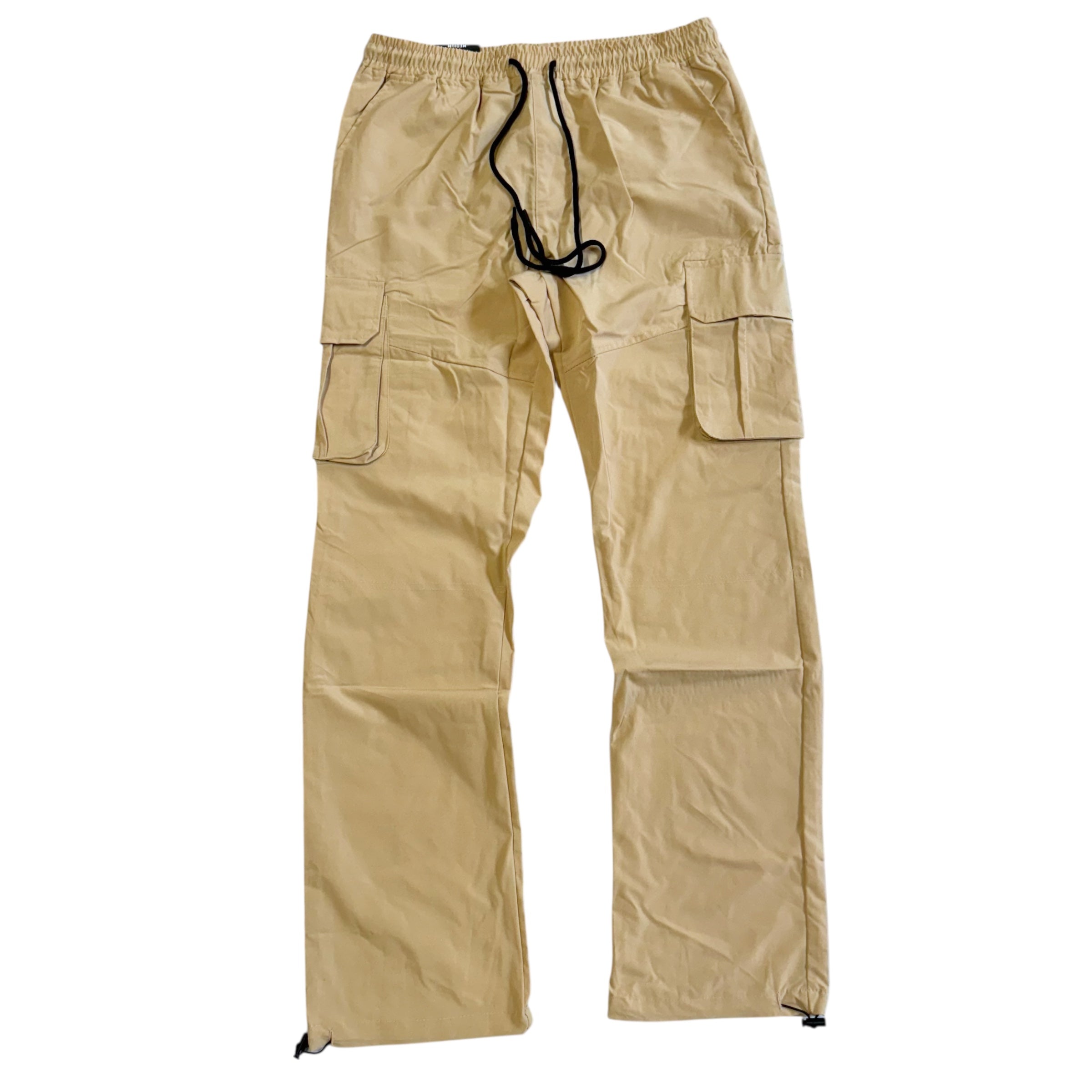 Rebel - Straight Fit NYLON Cargo Pants - KHAKI - 421