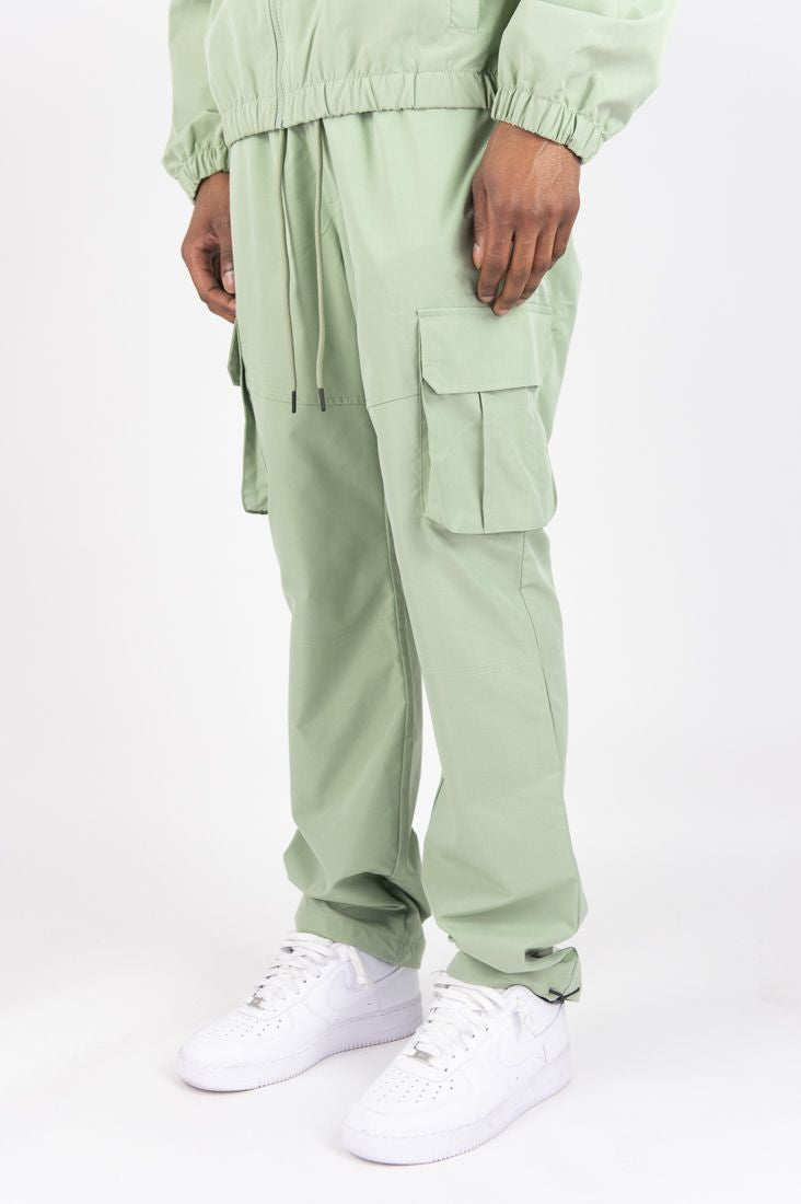 Rebel - Striaght Fit NYLON Cargo PANTS - SAGE - 421