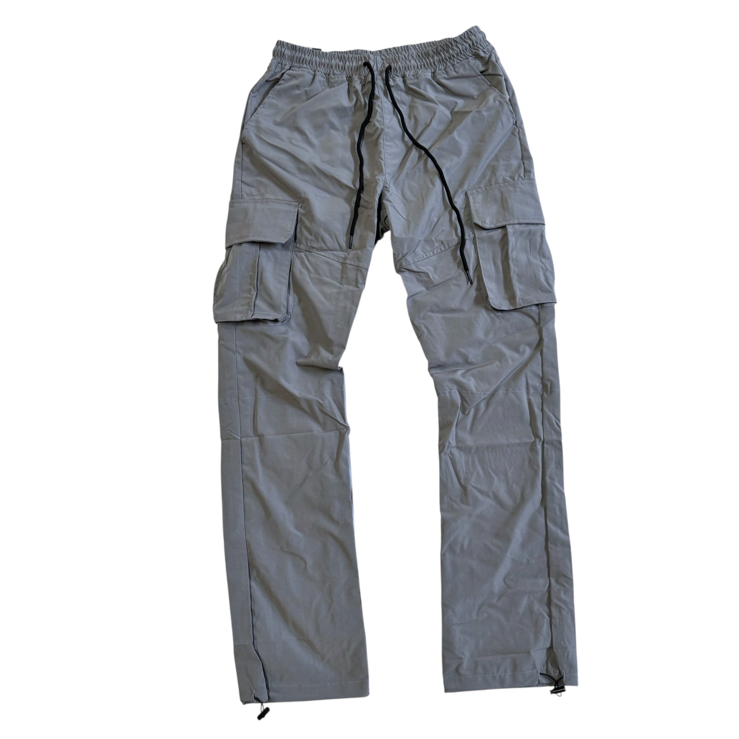 Rebel - Straight Fit Nylon Cargo PANTS - GREY - 421