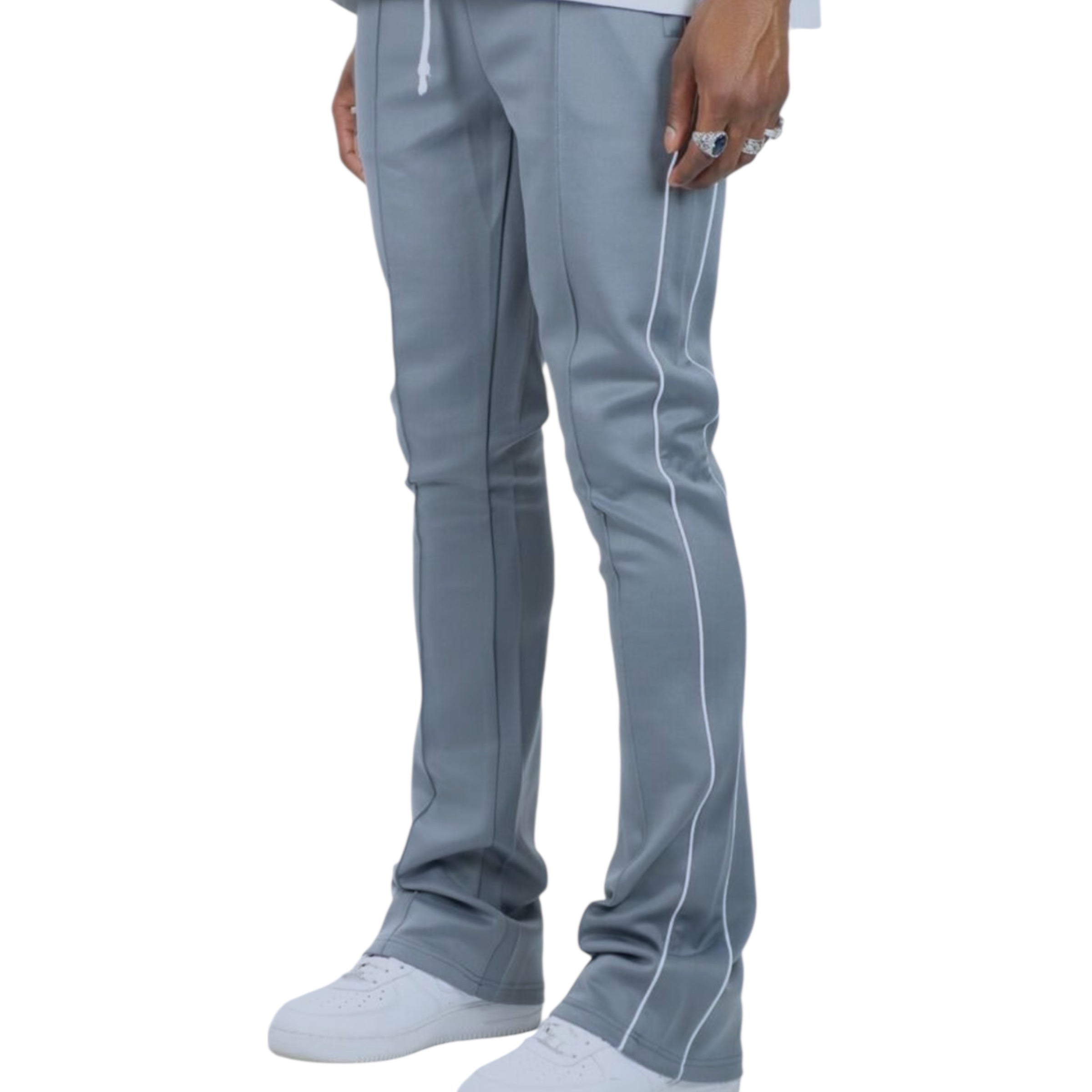 Rebel - Track Stacked Flare Pants - Grey - 470 570