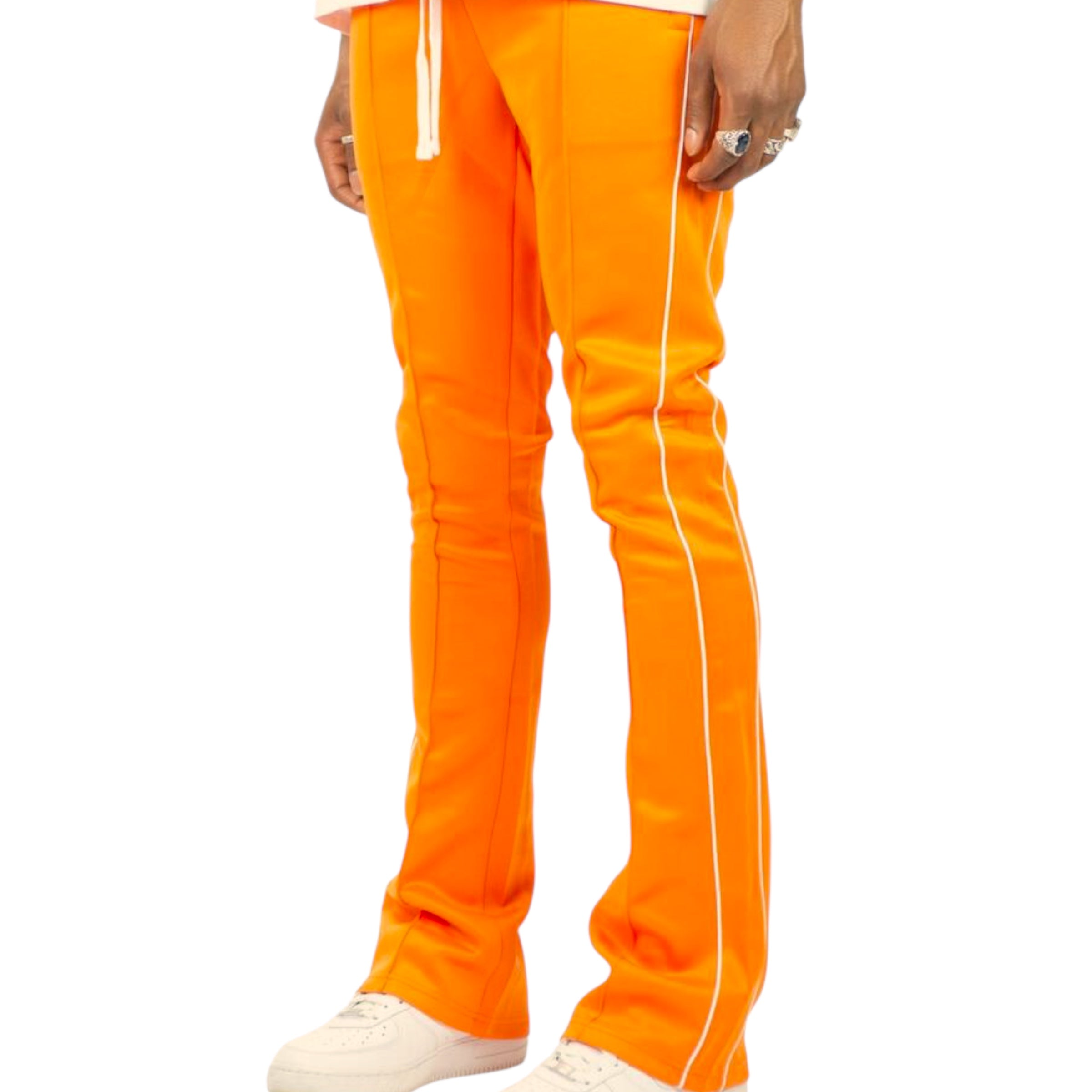 Rebel - Track Stacked Flare Pants  - Orange - 470