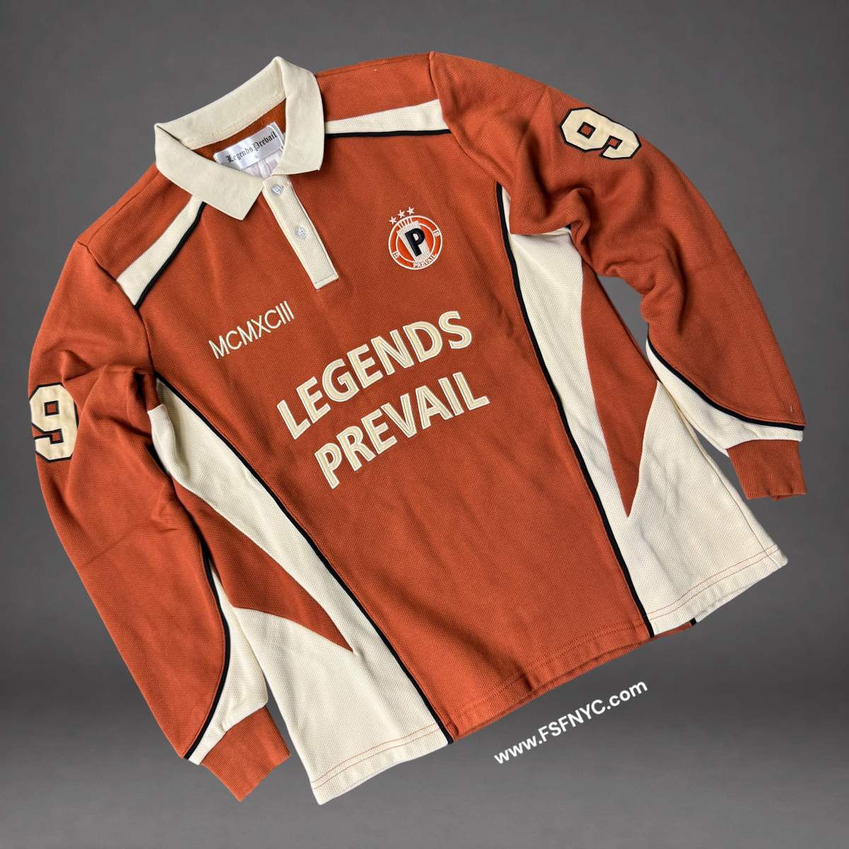 Prevail - Rugby Long Sleeve Polo - Orange 117