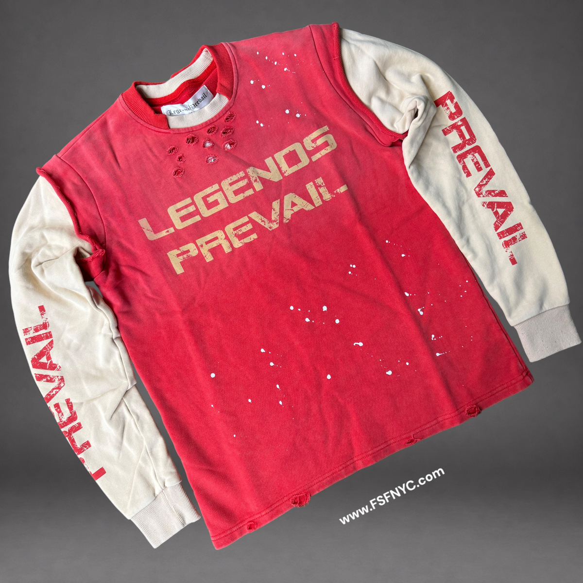 Prevail - Distressed Crew Sweatshirt  - Red 118