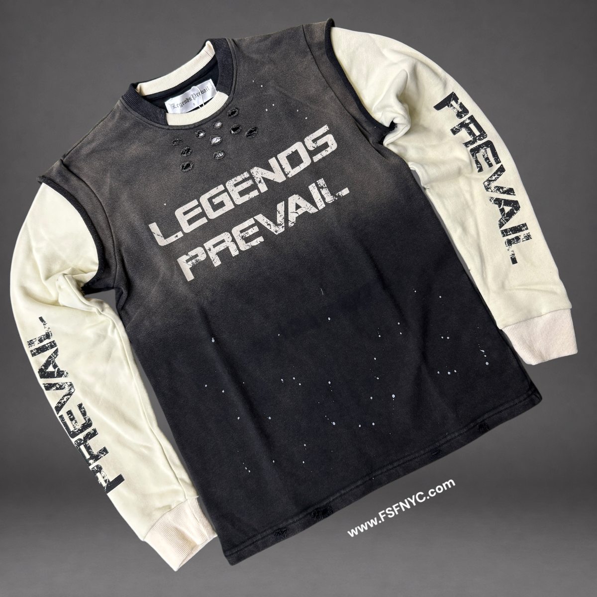 Prevail - Distressed crew sweatshirt   - Black 118
