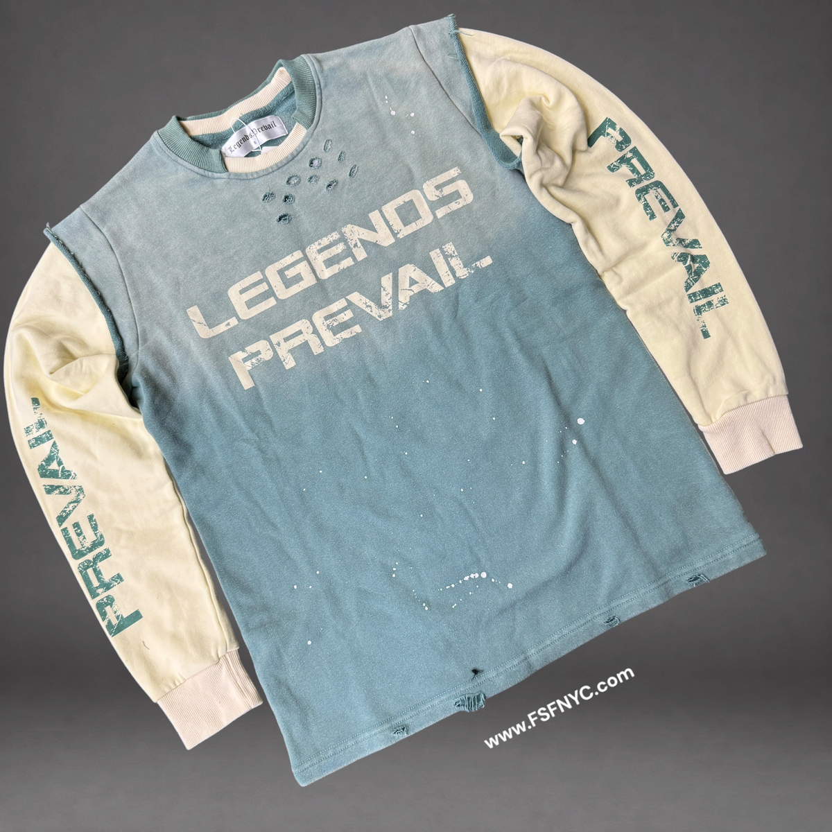 Prevail - Distressed Crew Sweatshirt  - Mint Blue 118
