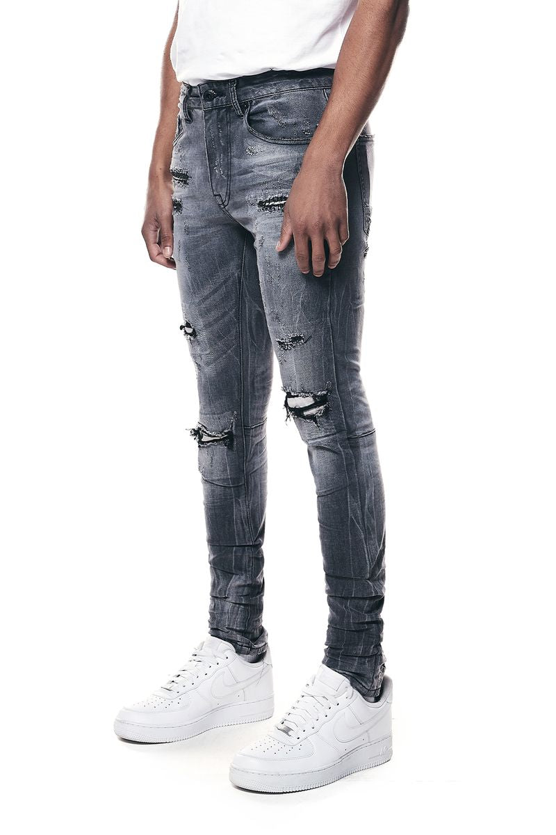 Rise Rip Slim Denim  Grey 23733