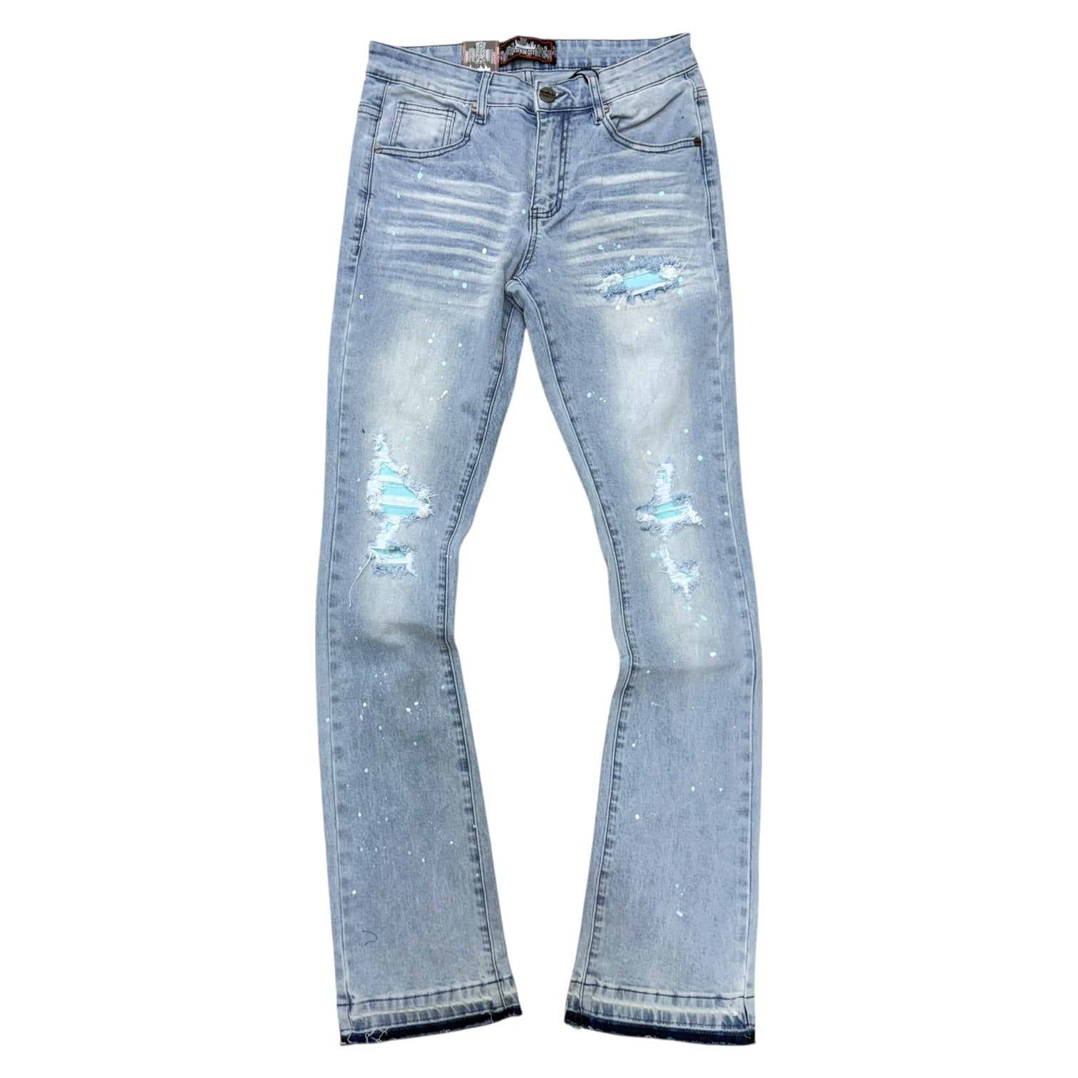 DMC- Stacked Splatter Denim - 137 - LT. Blue Wash