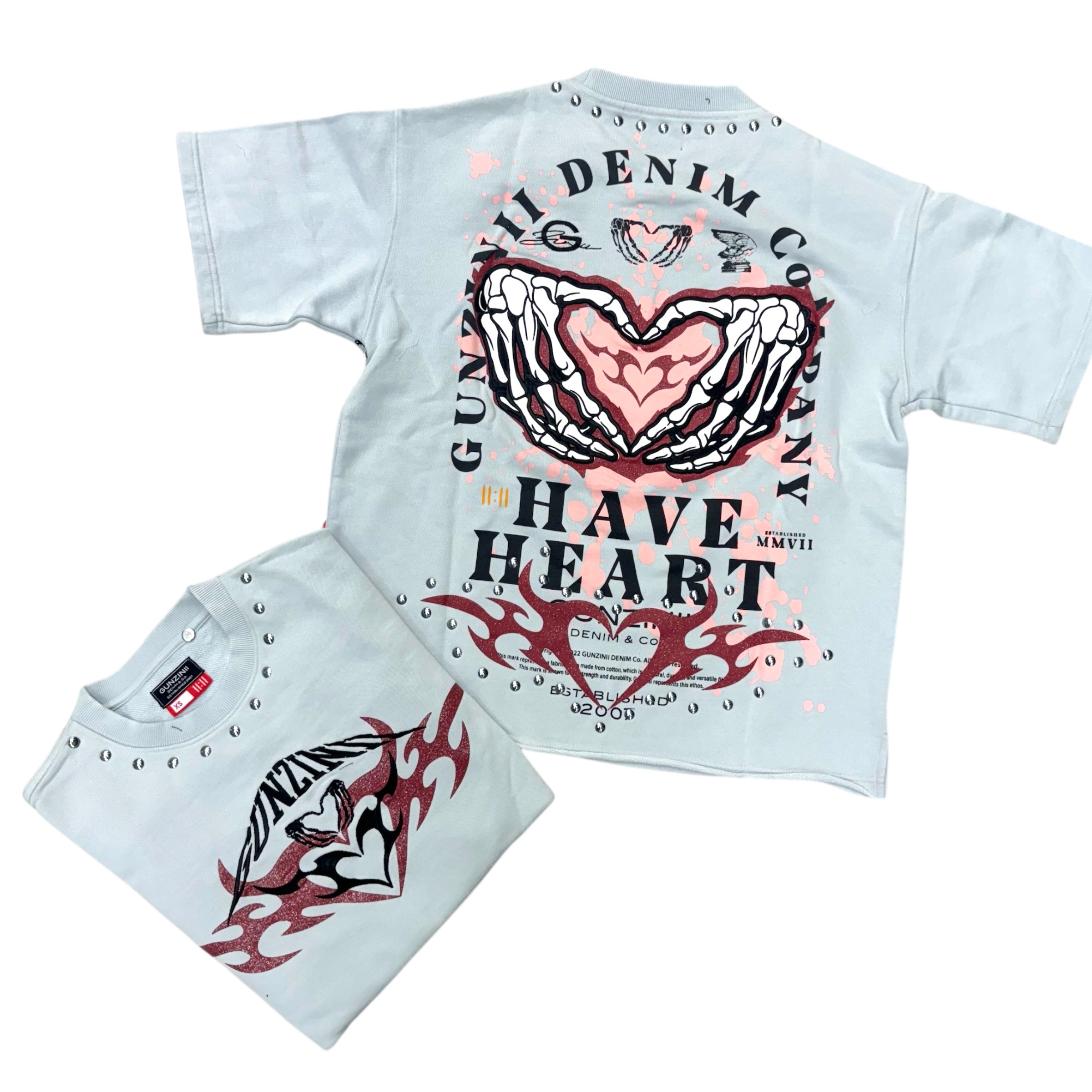 Gunzinii Have Heart Premuim CutOff Top L.Grey GZ661
