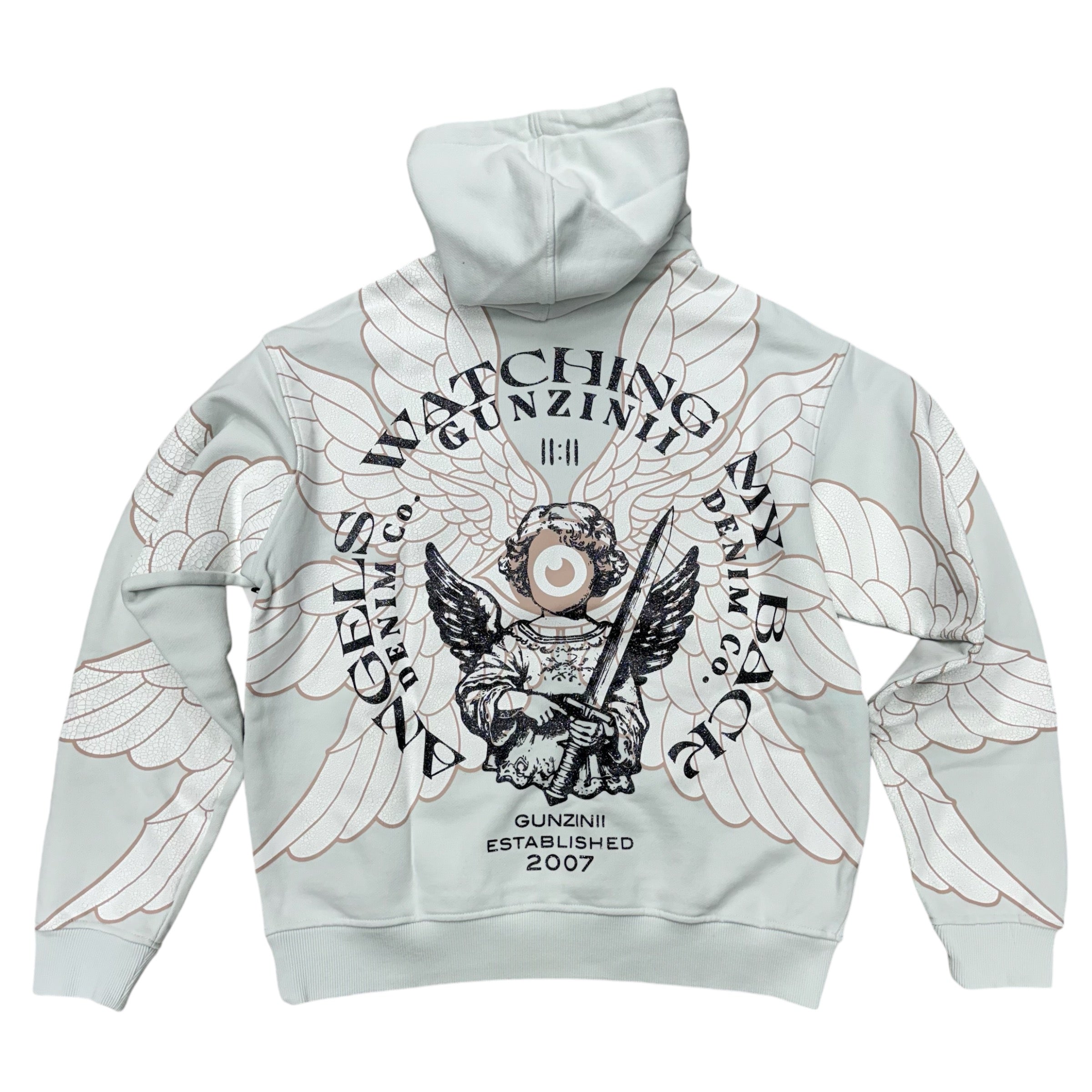 Gunzinii Angels watching Hoodie Pale Grey 512