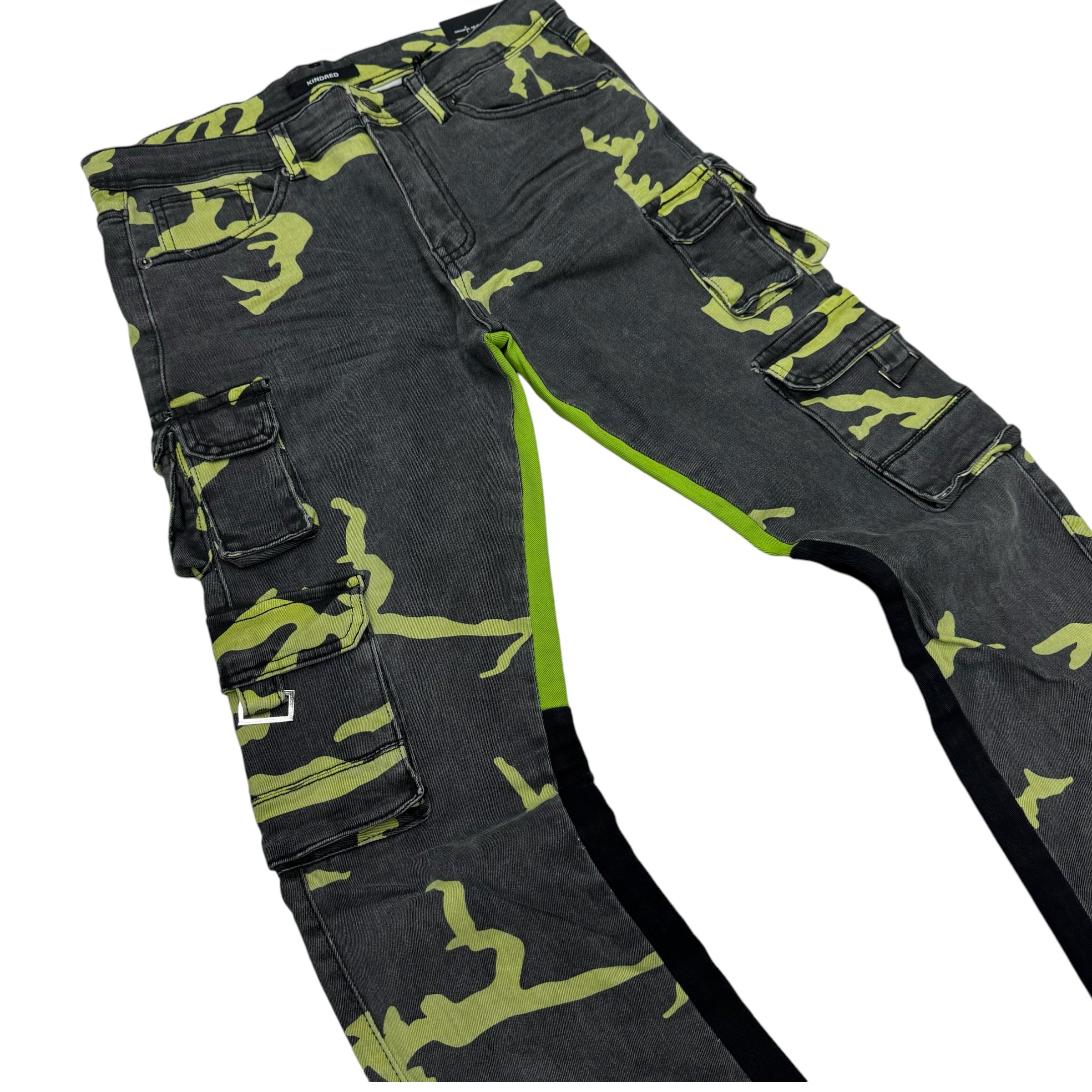 Stacked Cargo Camo Denim Neon Grey 2086