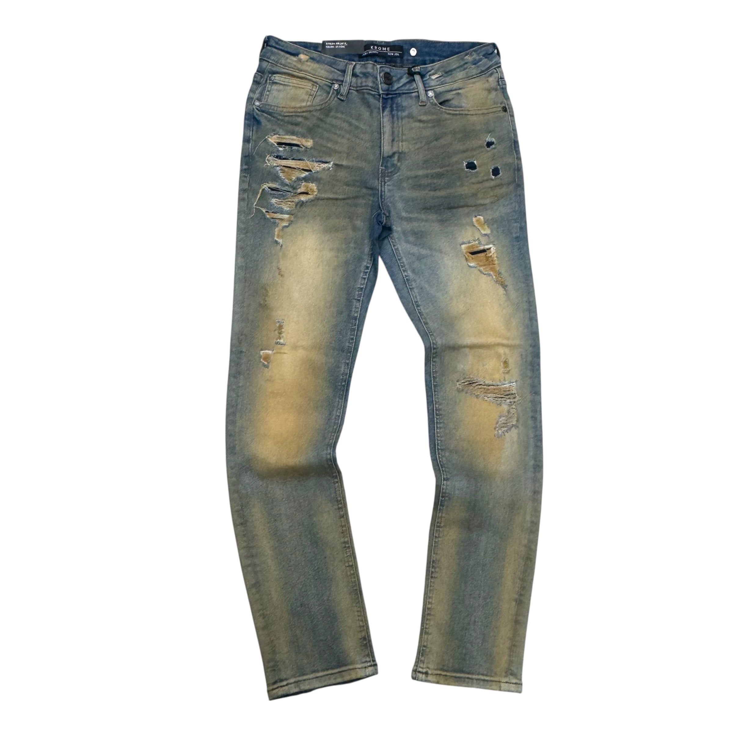 KROME - Distress Skinny Denim - Light T Vintage - 3018