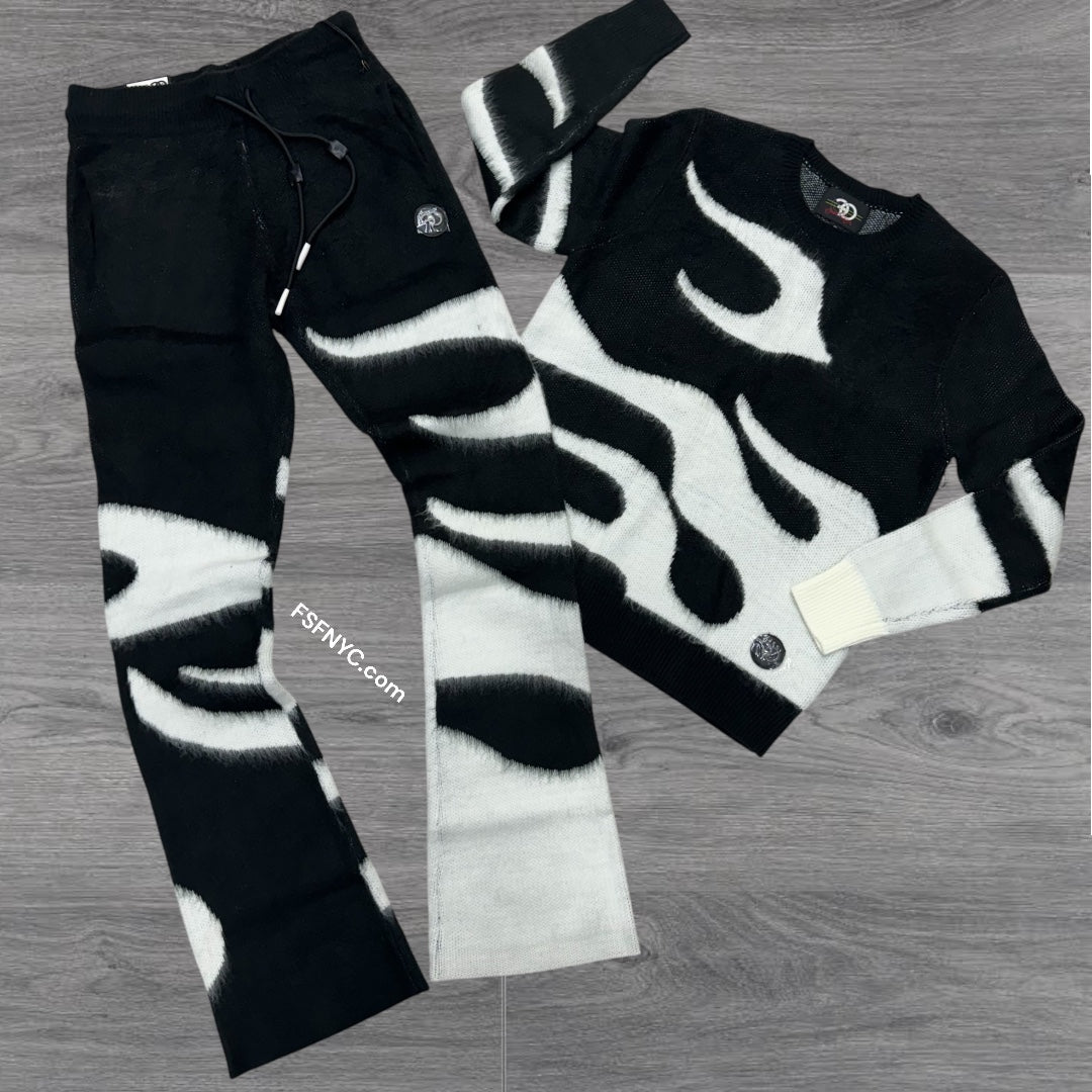 FO Stacked Mohair Crew Set Black White